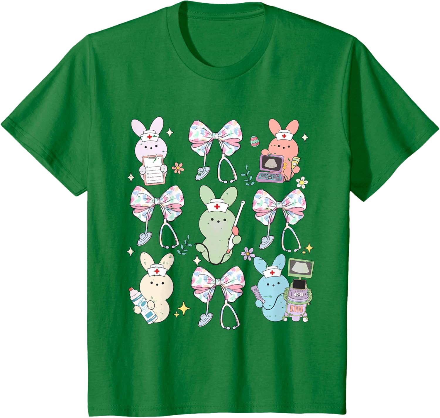 Funny Nurse Squad Cute Coquette Bow Bunny Nurse Easter Day T-Shirt