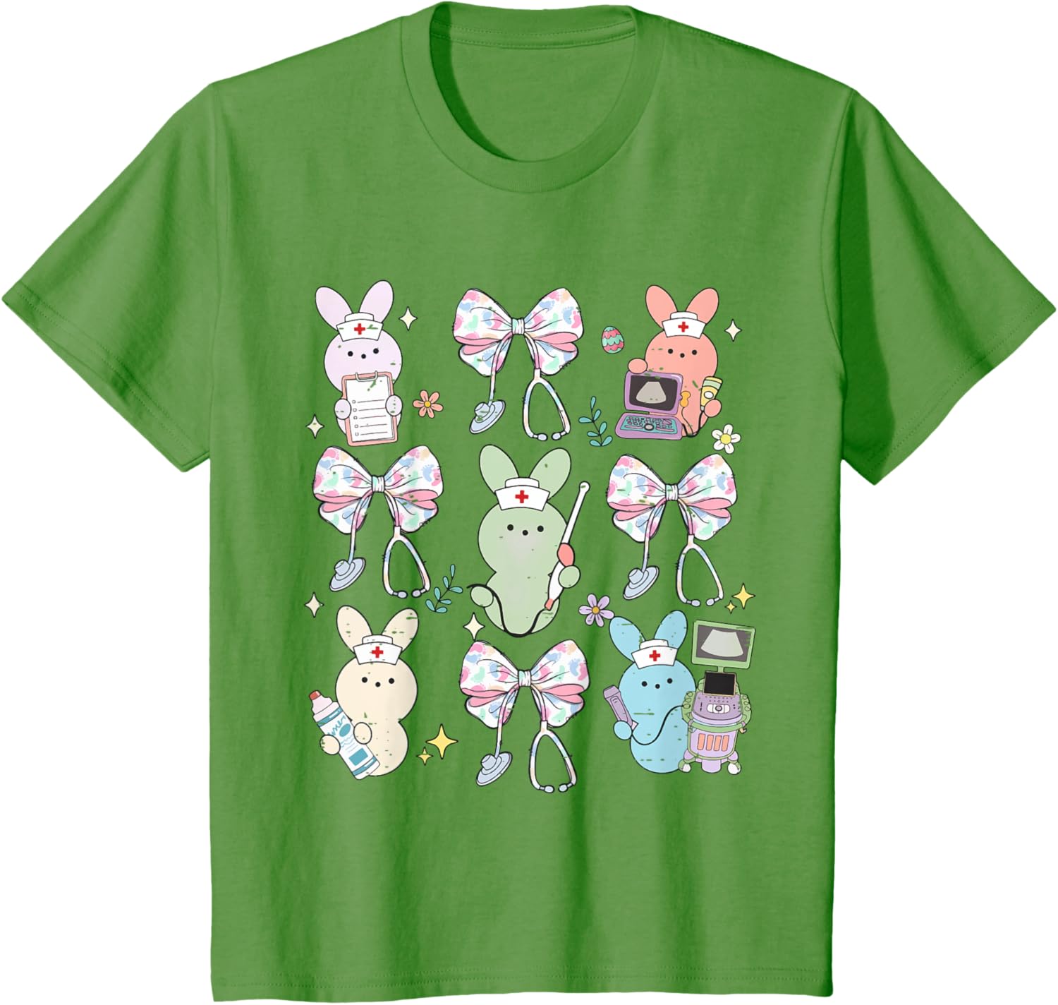 Funny Nurse Squad Cute Coquette Bow Bunny Nurse Easter Day T-Shirt