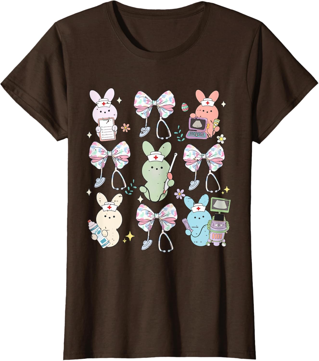 Funny Nurse Squad Cute Coquette Bow Bunny Nurse Easter Day T-Shirt