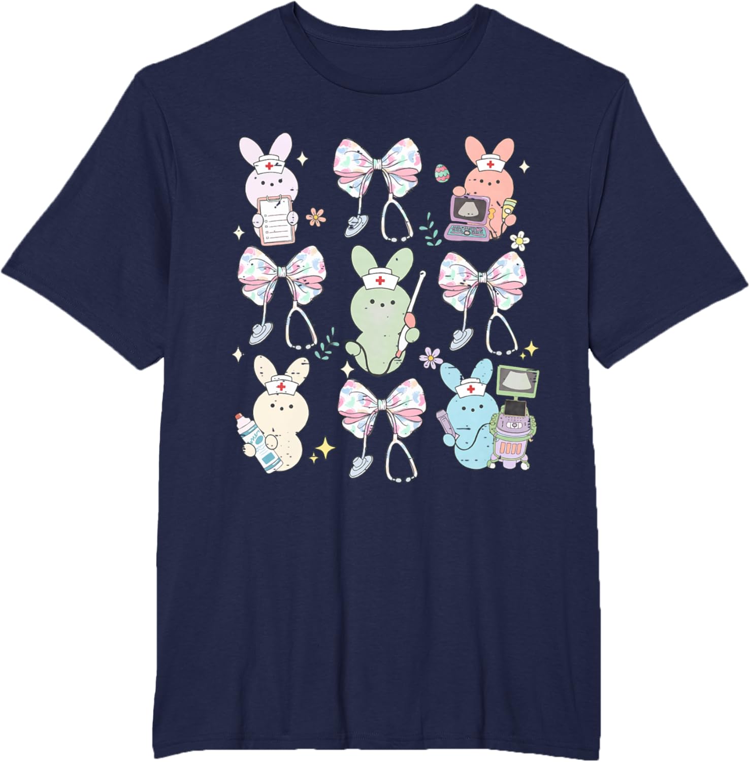 Funny Nurse Squad Cute Coquette Bow Bunny Nurse Easter Day T-Shirt