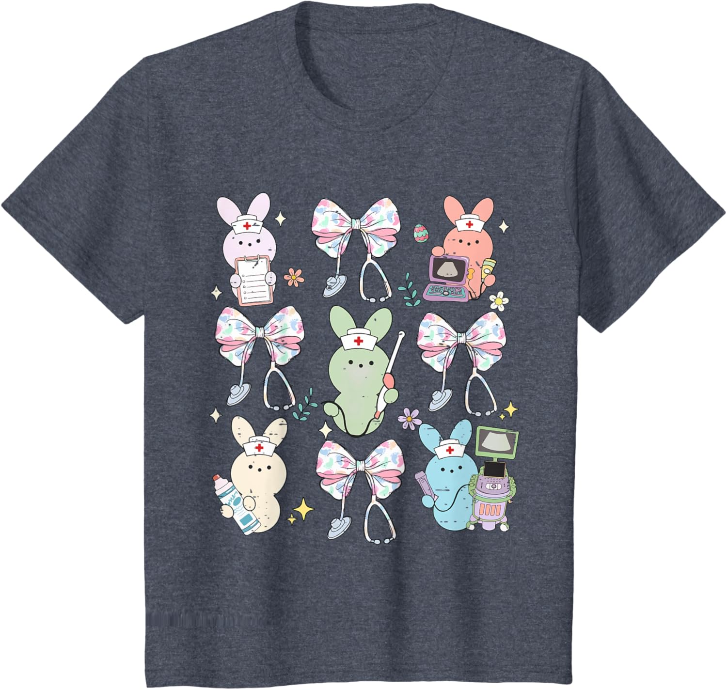 Funny Nurse Squad Cute Coquette Bow Bunny Nurse Easter Day T-Shirt