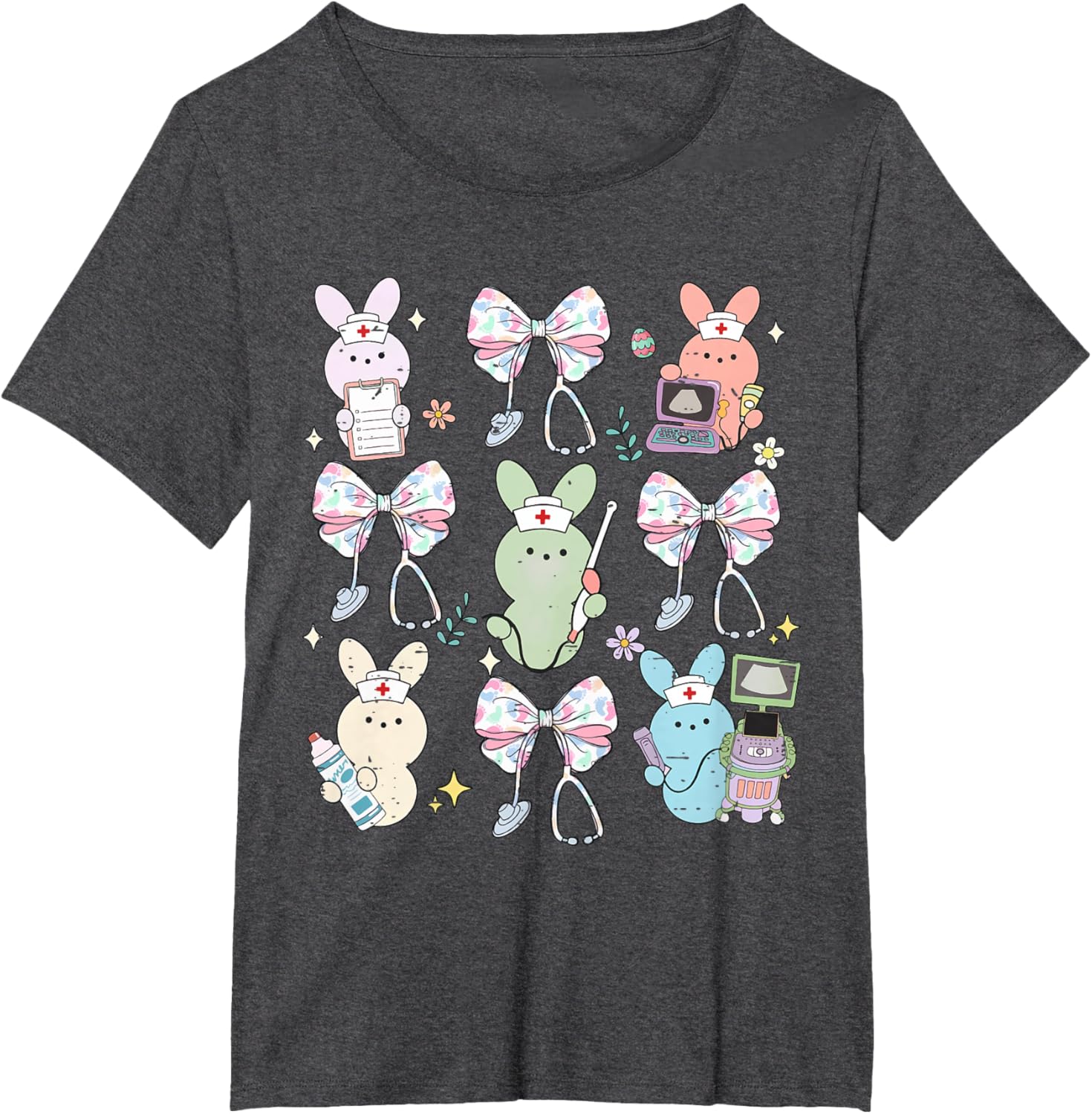 Funny Nurse Squad Cute Coquette Bow Bunny Nurse Easter Day T-Shirt