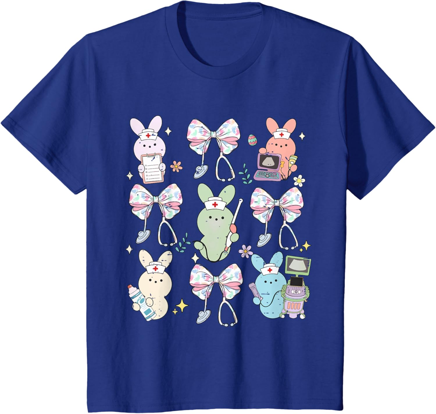 Funny Nurse Squad Cute Coquette Bow Bunny Nurse Easter Day T-Shirt