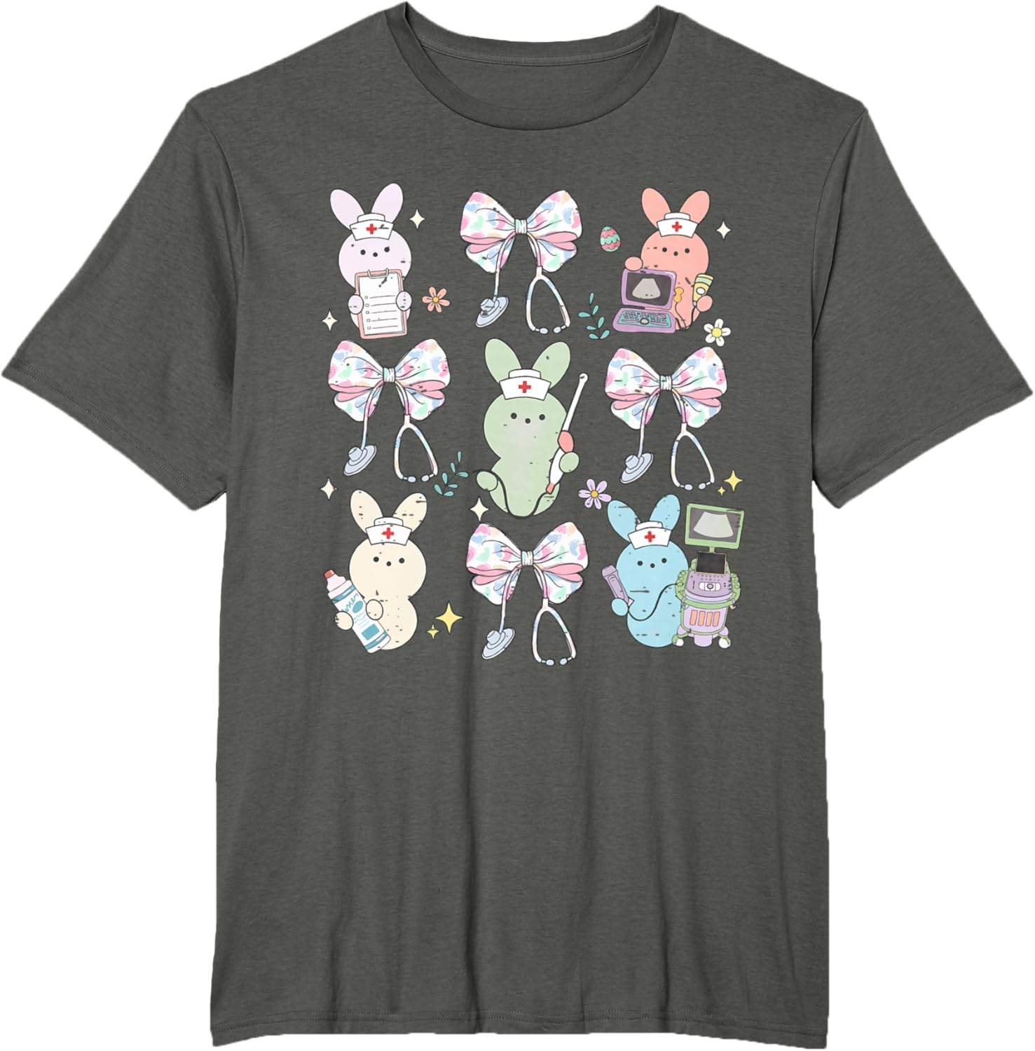 Funny Nurse Squad Cute Coquette Bow Bunny Nurse Easter Day T-Shirt