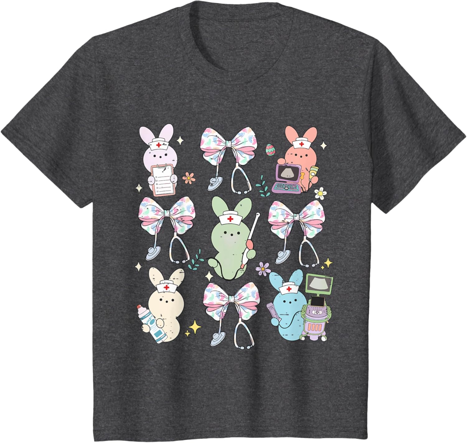 Funny Nurse Squad Cute Coquette Bow Bunny Nurse Easter Day T-Shirt