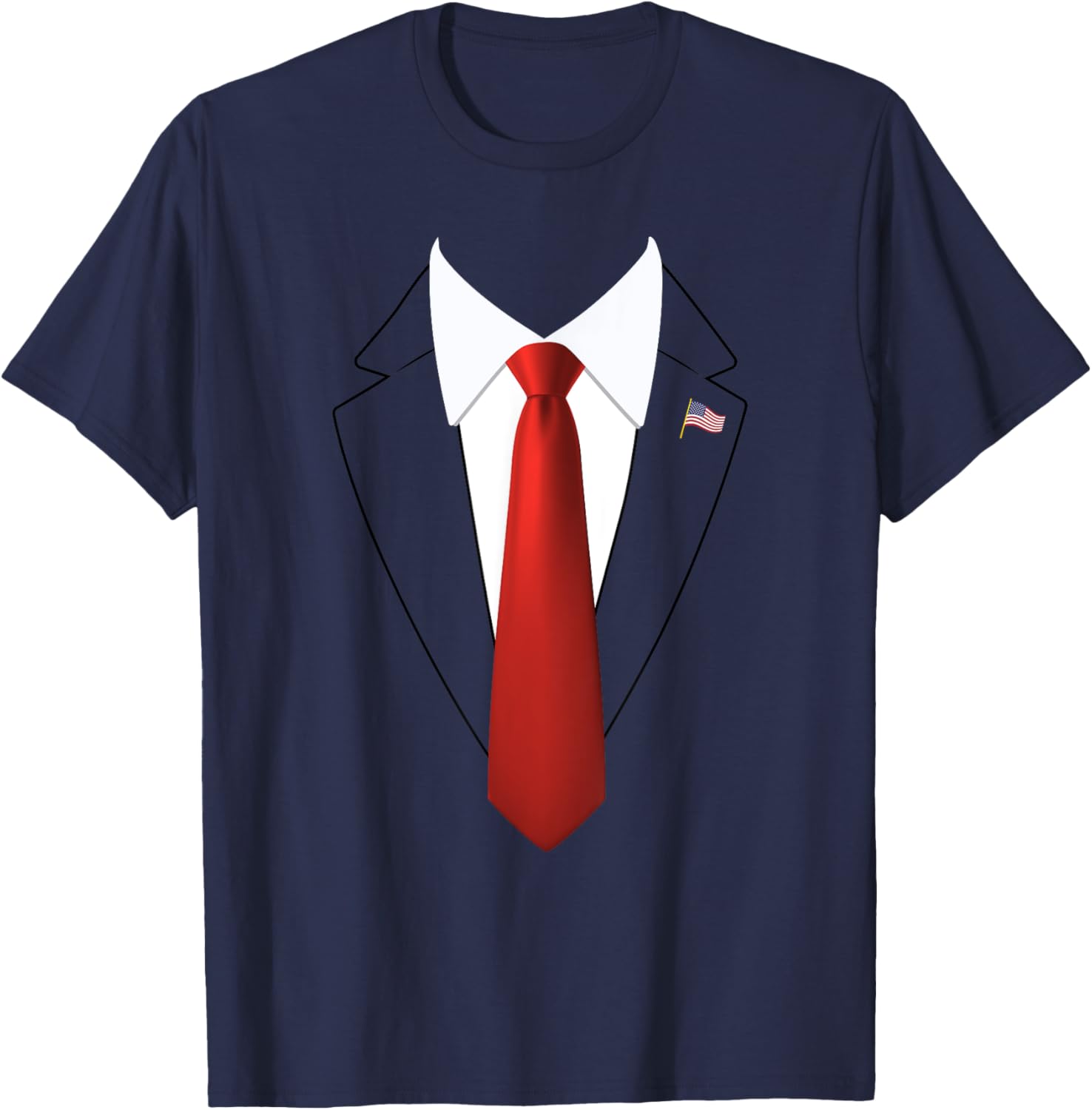 Funny President Trump Suit Lazy Halloween Costume USA Flag T-Shirt