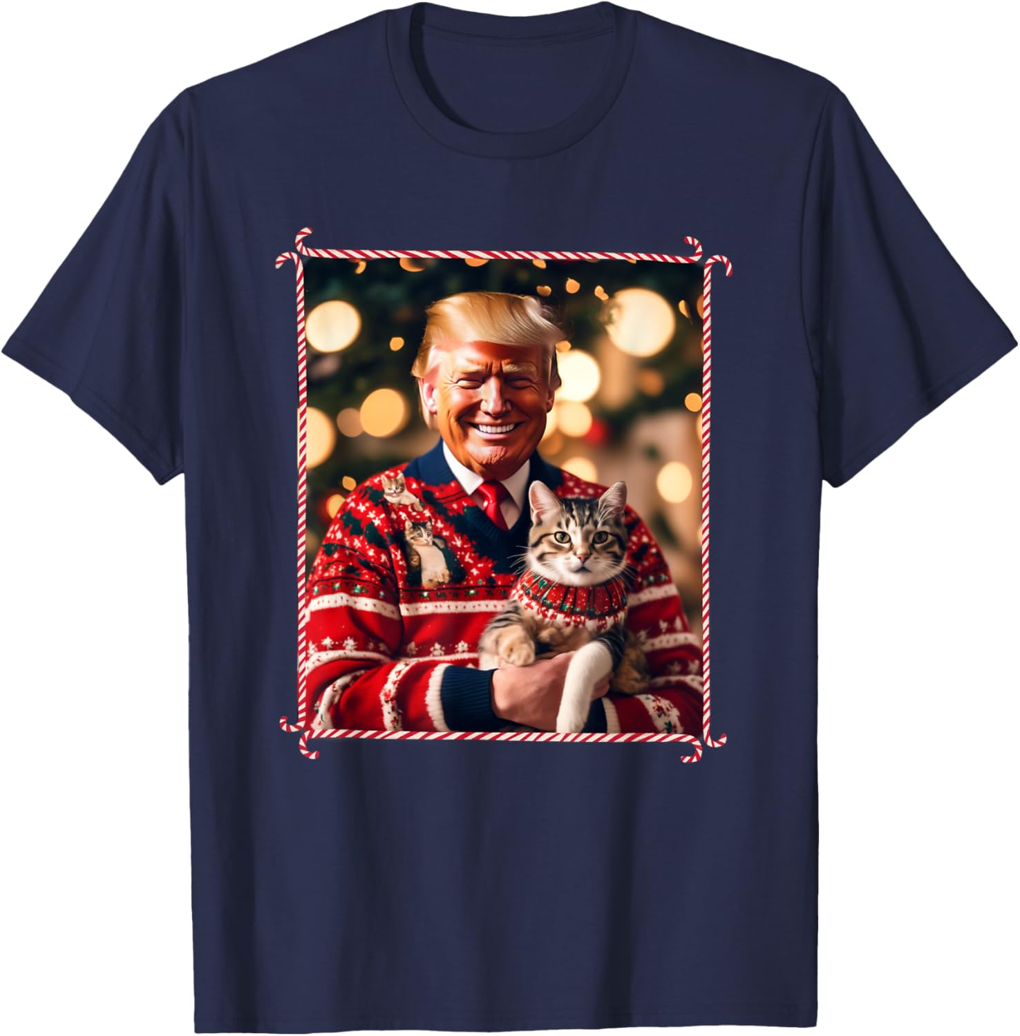 Funny Trump Christmas Sweater for Cat Lovers T-Shirt