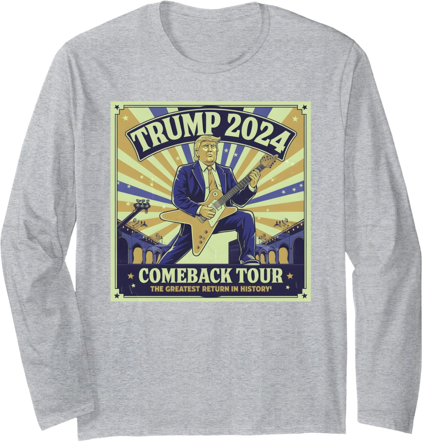 Funny TRUMP Rockstar 2024 COMEBACK TOUR Inauguration Day Gag Long Sleeve T-Shirt