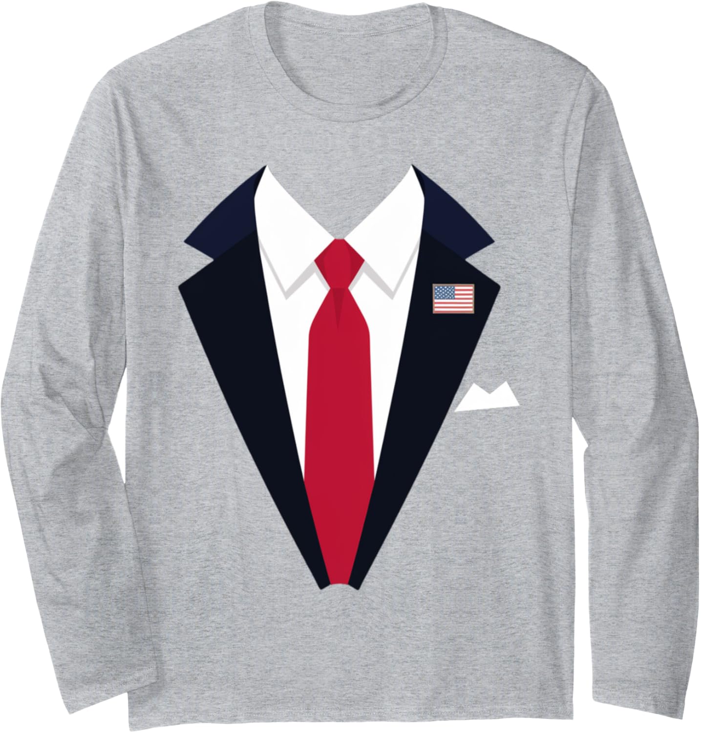 Funny USA President Trump Suit Easy Halloween Costume Long Sleeve T-Shirt