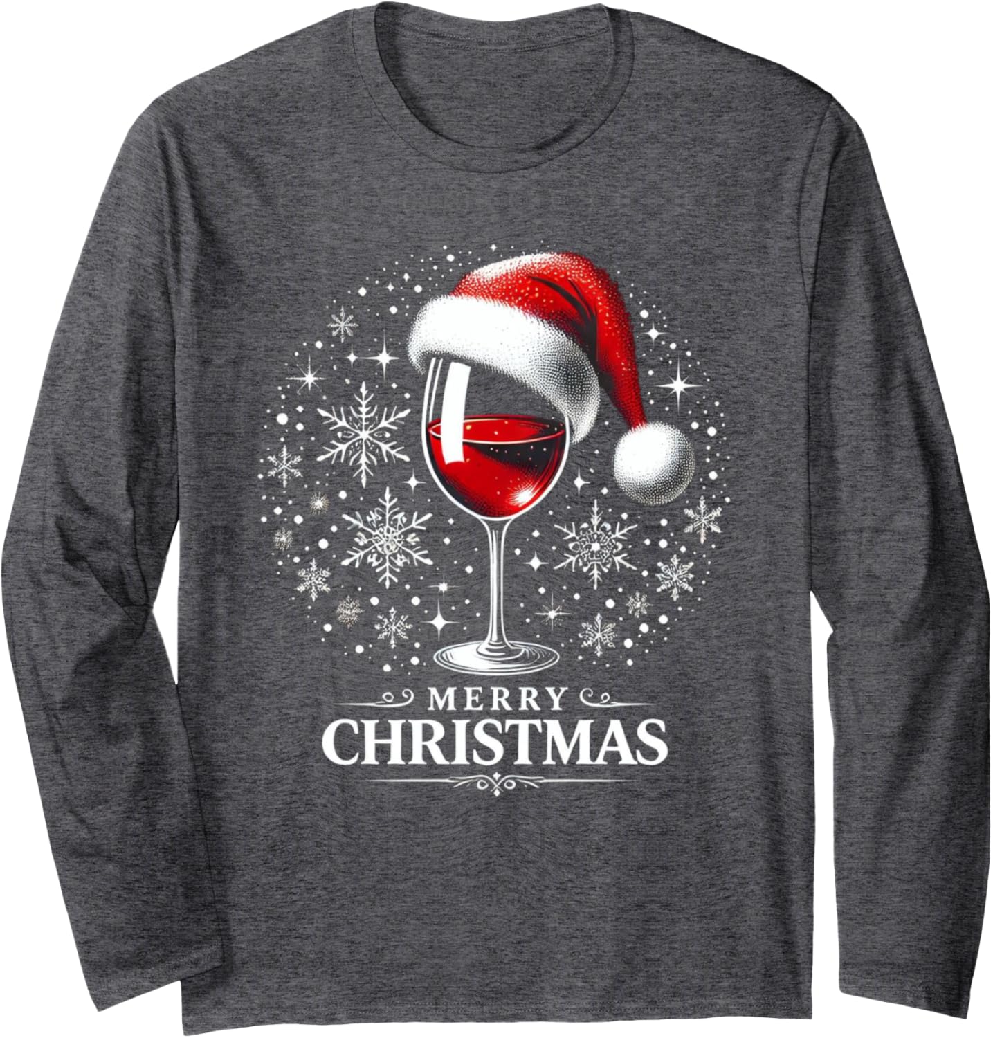 Funny Wine Glass Christmas Design for Women Festive Holiday Long Sleeve T-Shirt