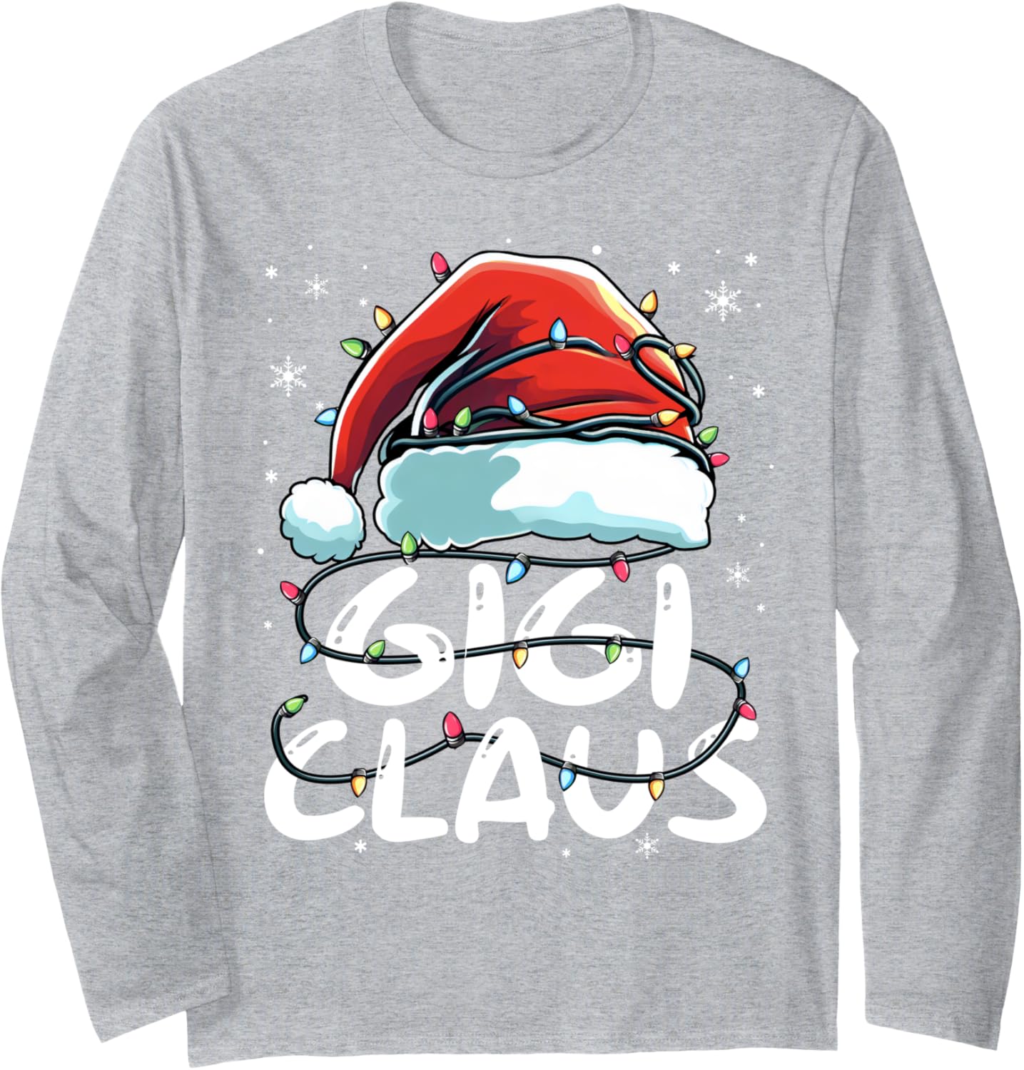 Gigi Claus Christmas Lights Matching Family Xmas Pajama Long Sleeve T-Shirt