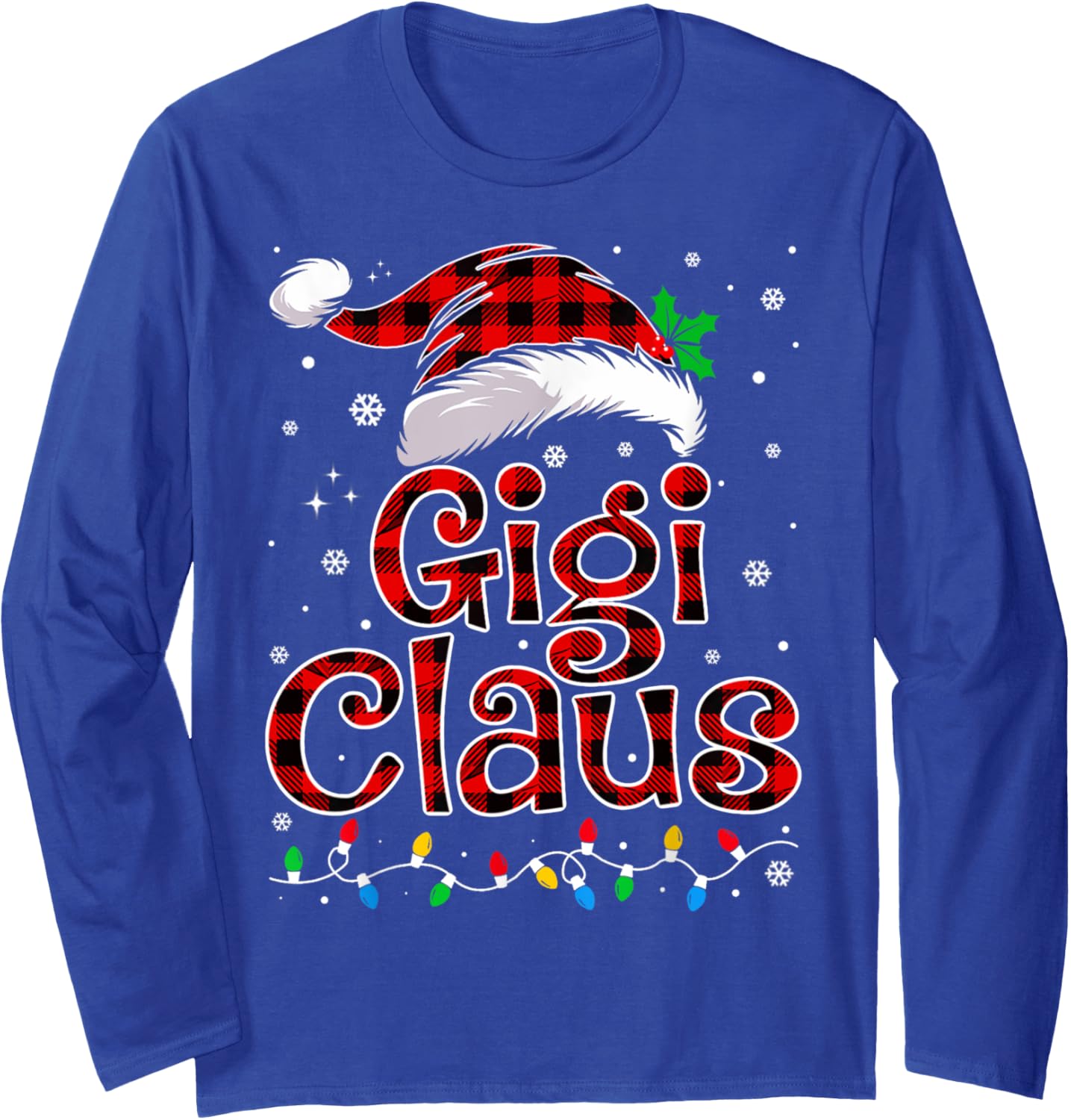 Gigi Claus Christmas Lights Pajama Family Matching Long Sleeve T-Shirt