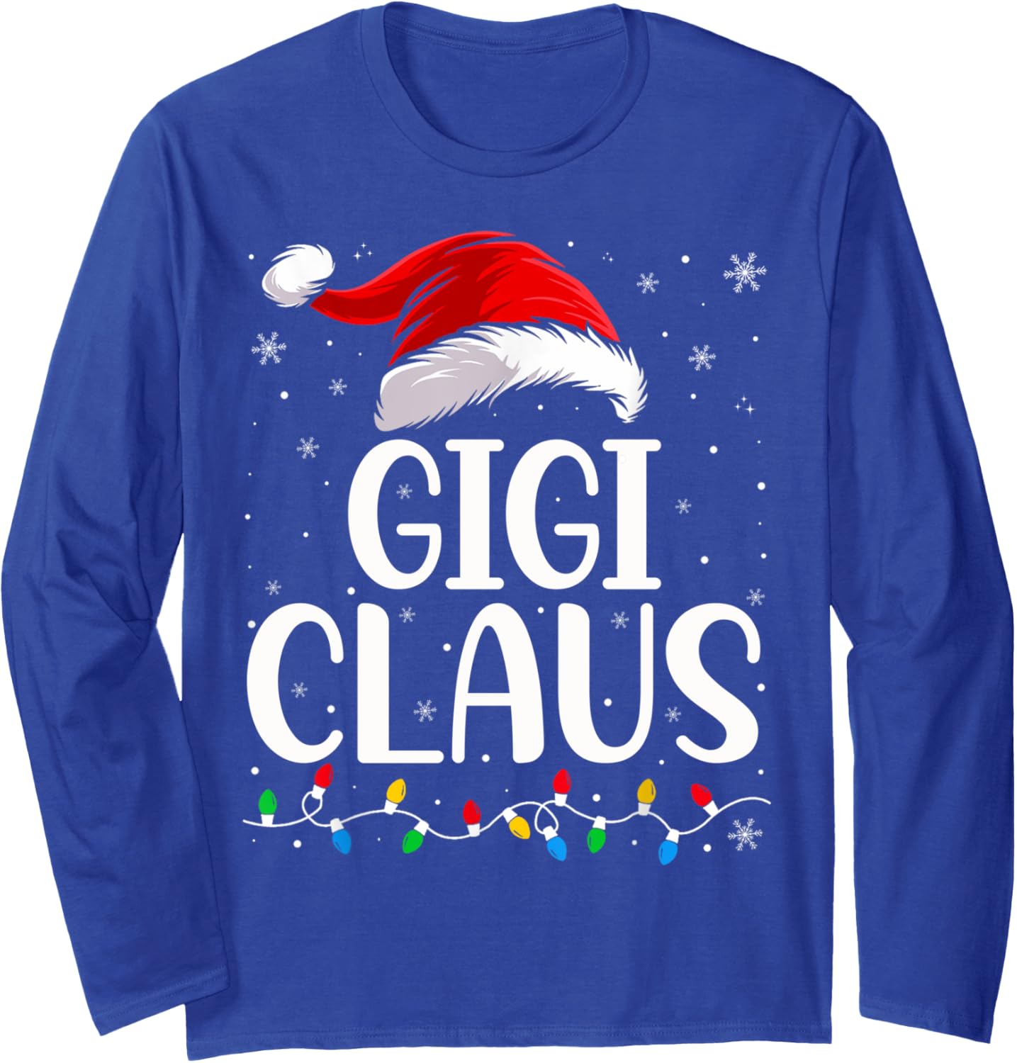 Gigi Claus Christmas Lights Pajama Family Matching Long Sleeve T-Shirt