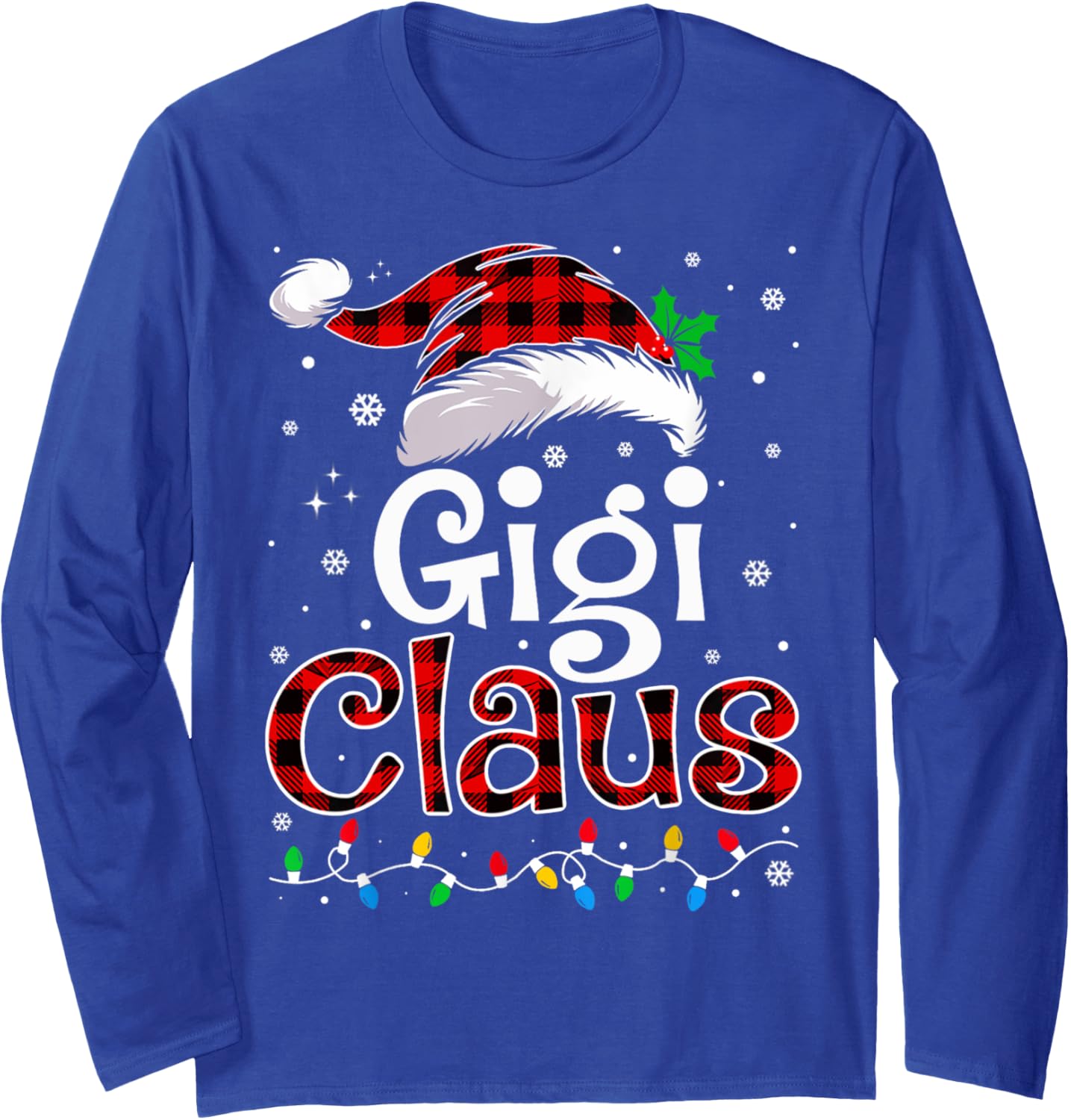 Gigi Claus Christmas Lights Pajama Family Matching Long Sleeve T-Shirt