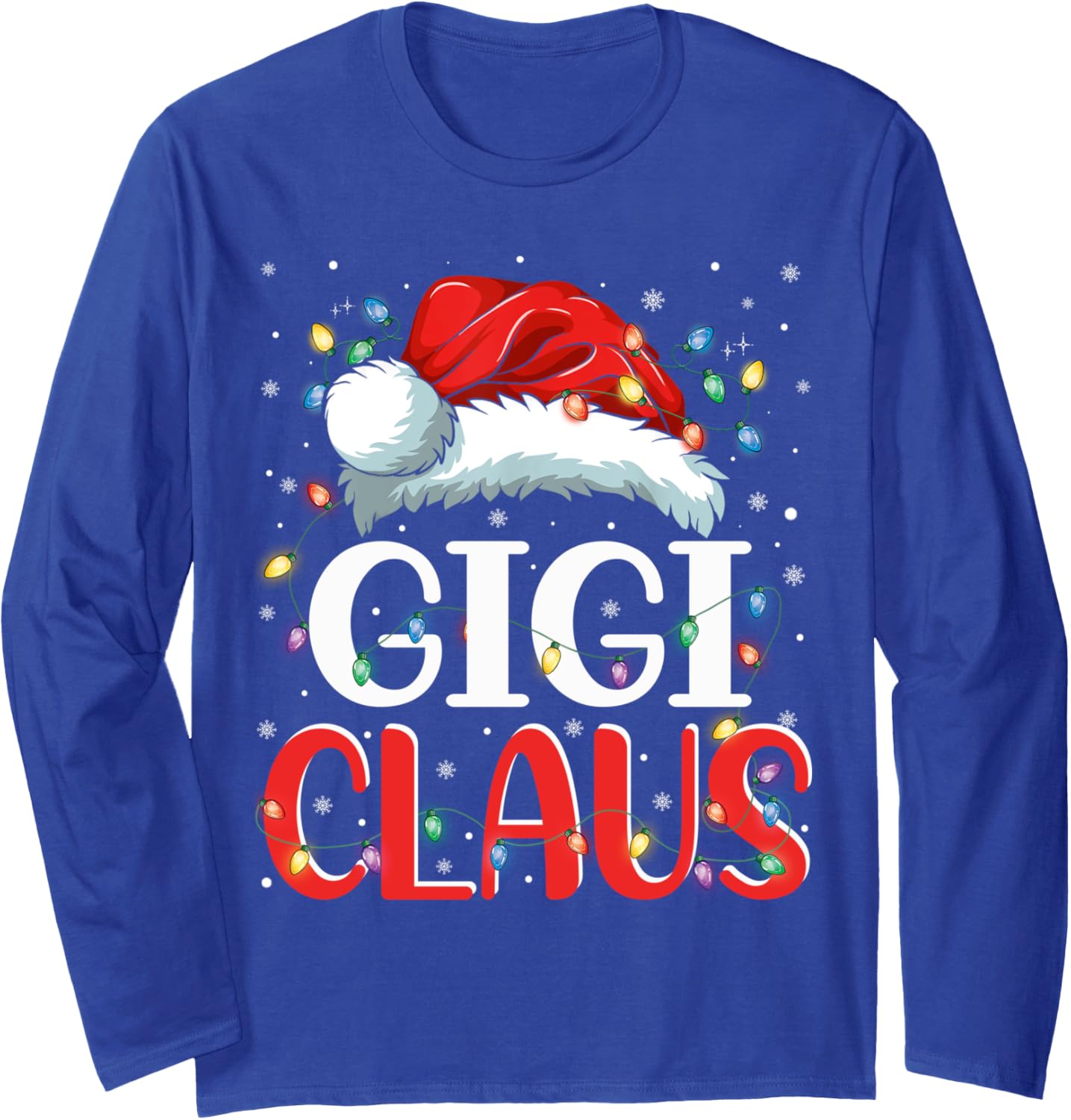 Gigi Claus Christmas Lights Pajama Family Matching Long Sleeve T-Shirt