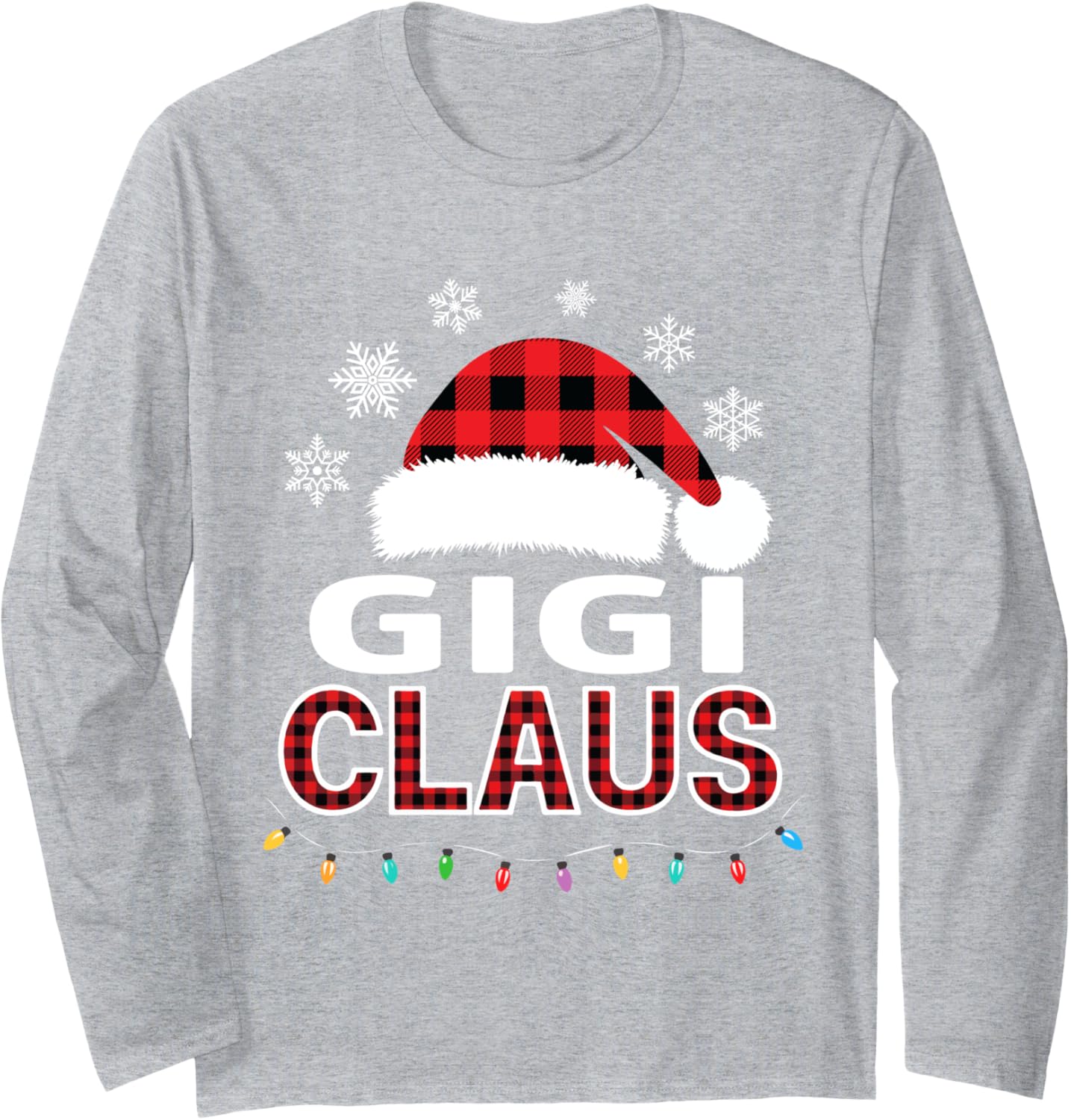 Gigi Claus Christmas Lights Santa Pajama Family Matching Long Sleeve T-Shirt