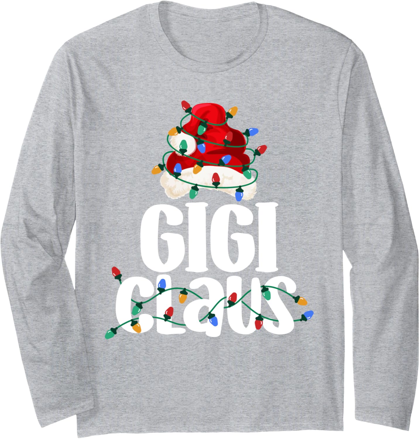 Gigi Claus Shirt Christmas Lights Pajama Family Matching Long Sleeve T-Shirt