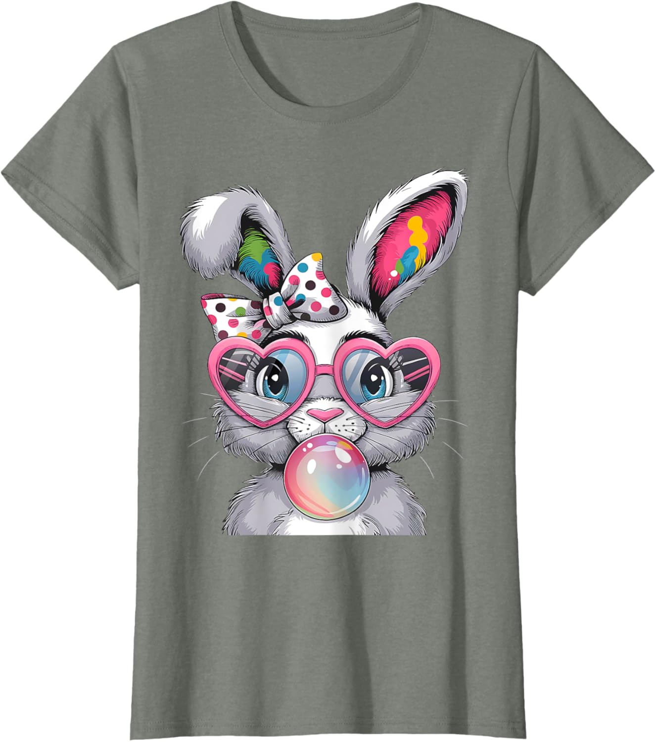 Girls Cute Bunny Coquette Bow Easter Bunny Ears Women Easter T-Shirt