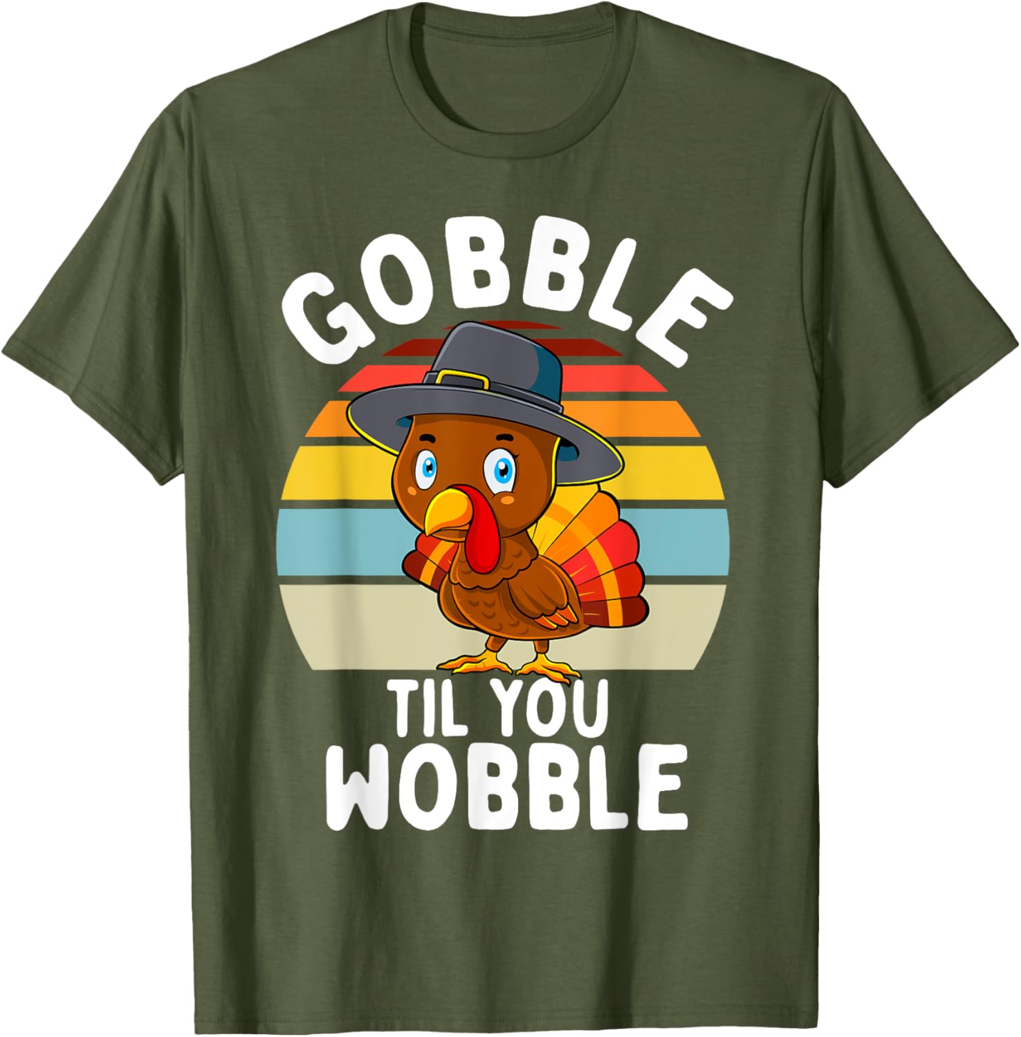 Gobble Til You Wobble Turkey Family Thanksgiving Toddler Boy T-Shirt