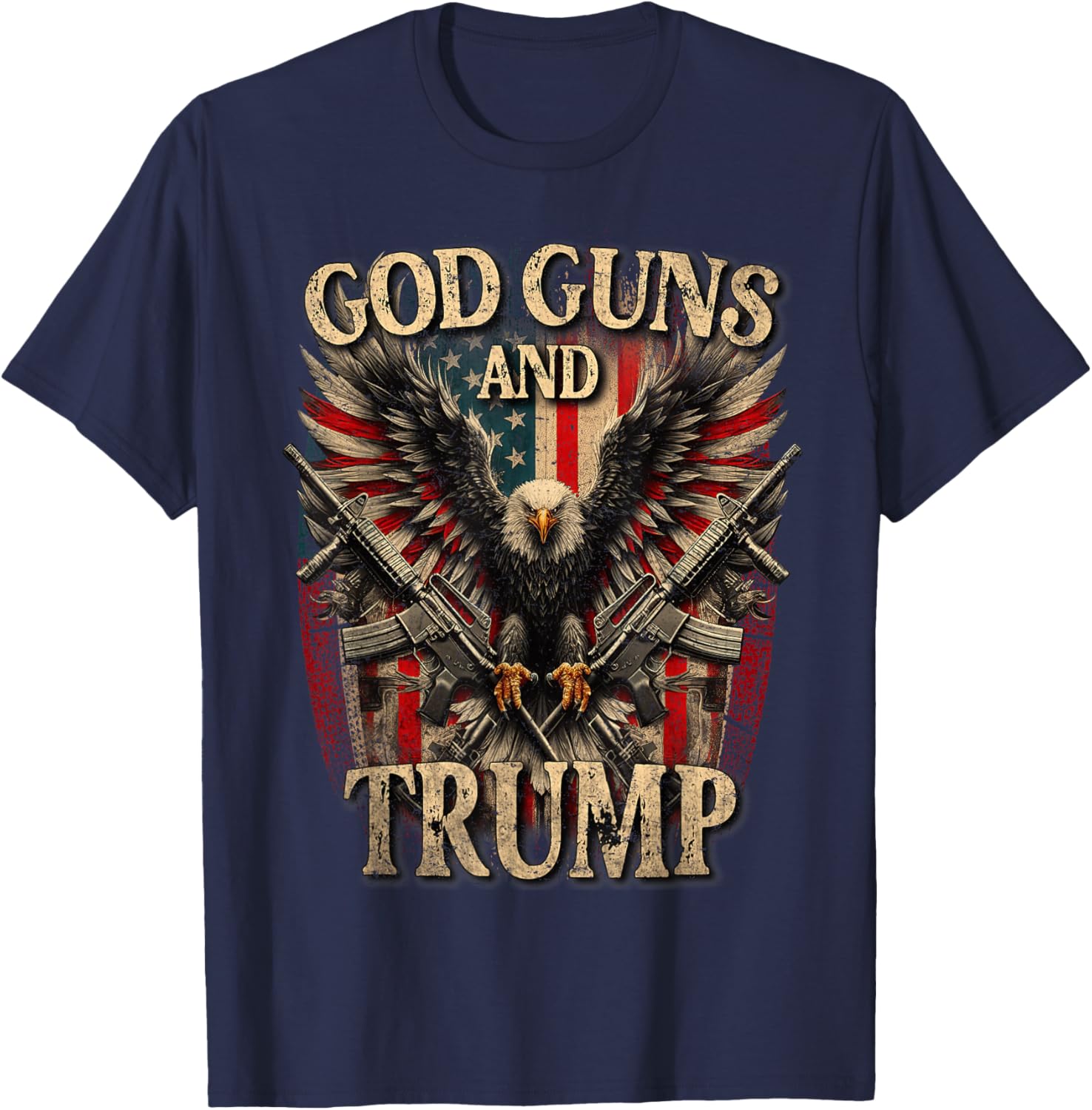 God Guns And Trump 2nd Amendment Flag Eagle American Flag T-Shirt