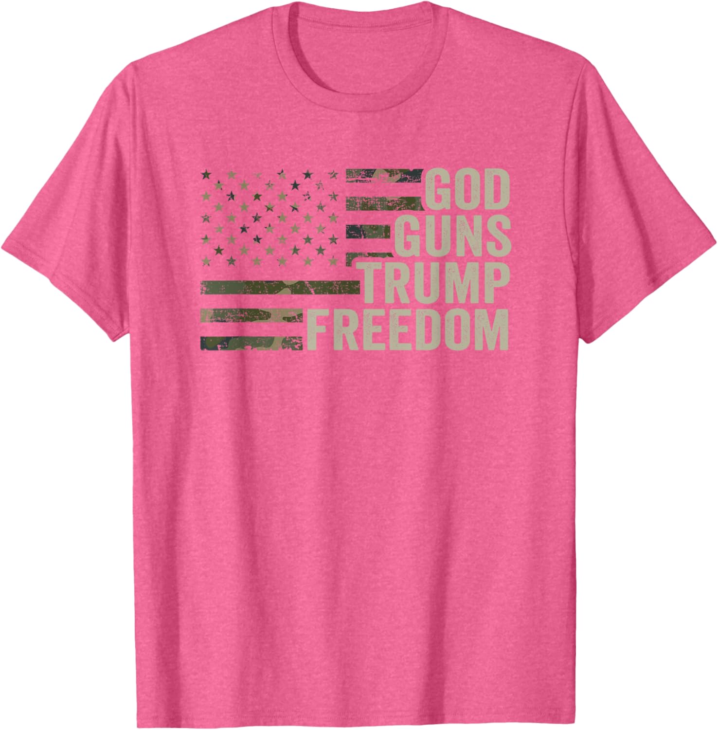 God Guns Trump Freedom - Funny Camouflage Pro Gun USA Flag T-Shirt