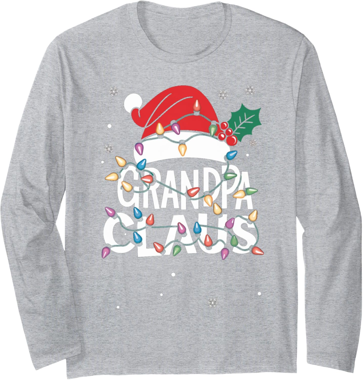 Grandpa Claus Christmas Lights Pajama Family Matching Gifts Long Sleeve T-Shirt