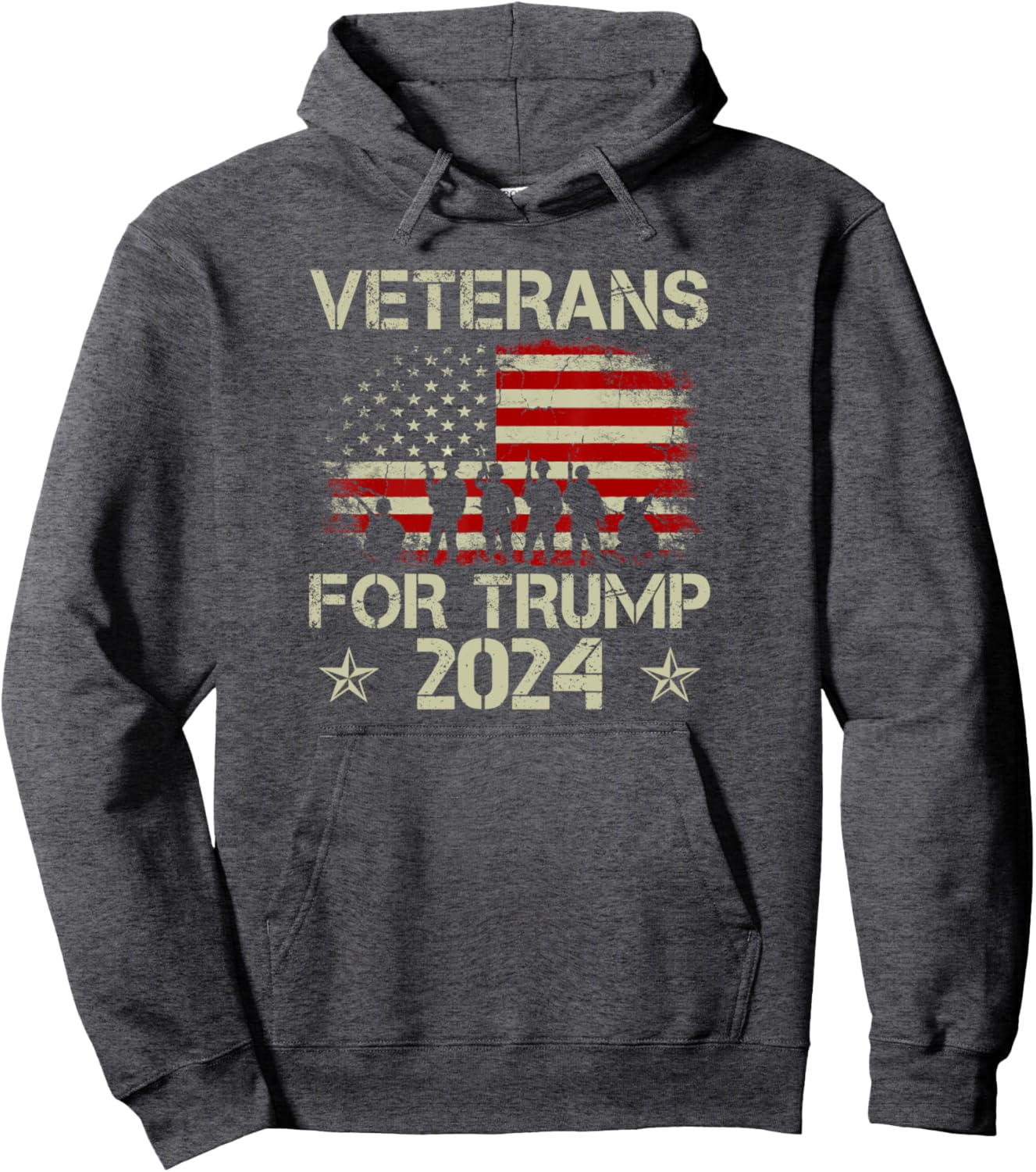 Grandpa Veterans For Trump 2024 American Flag 4th Of July Pullover Hoodie