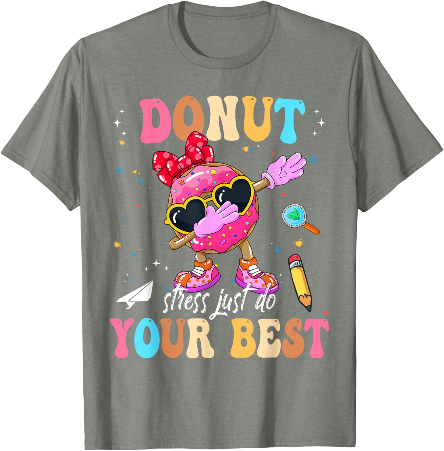 Groovy Donut Stress Just Do Your Best Testing Day Teachers T-Shirt