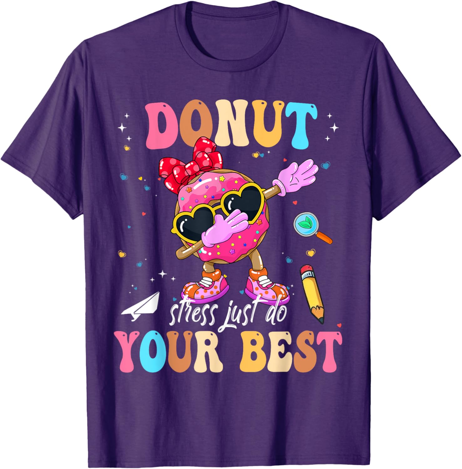 Groovy Donut Stress Just Do Your Best Testing Day Teachers T-Shirt