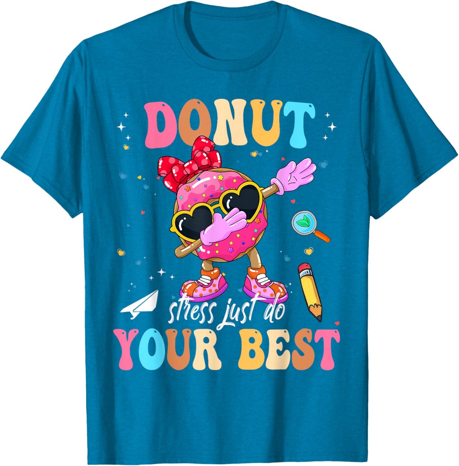 Groovy Donut Stress Just Do Your Best Testing Day Teachers T-Shirt