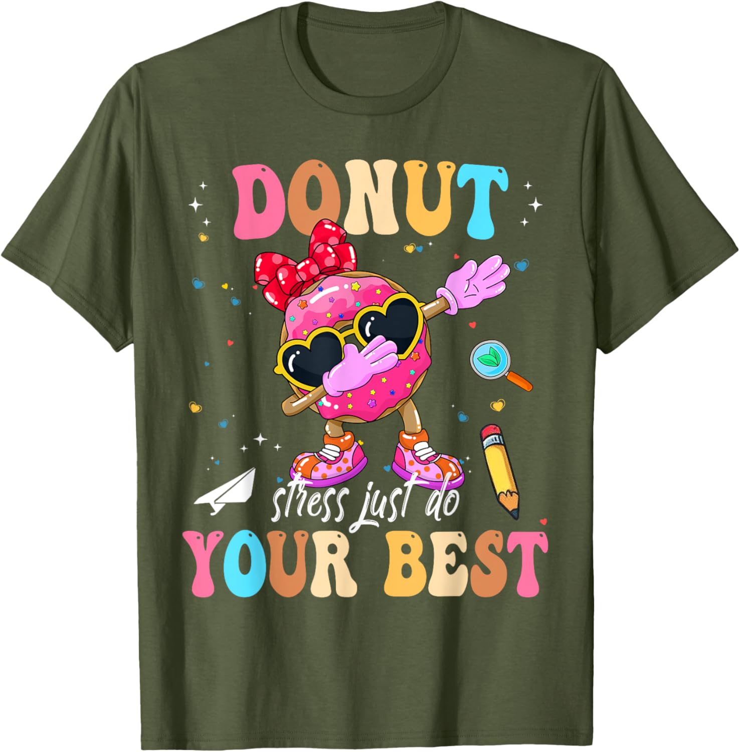 Groovy Donut Stress Just Do Your Best Testing Day Teachers T-Shirt