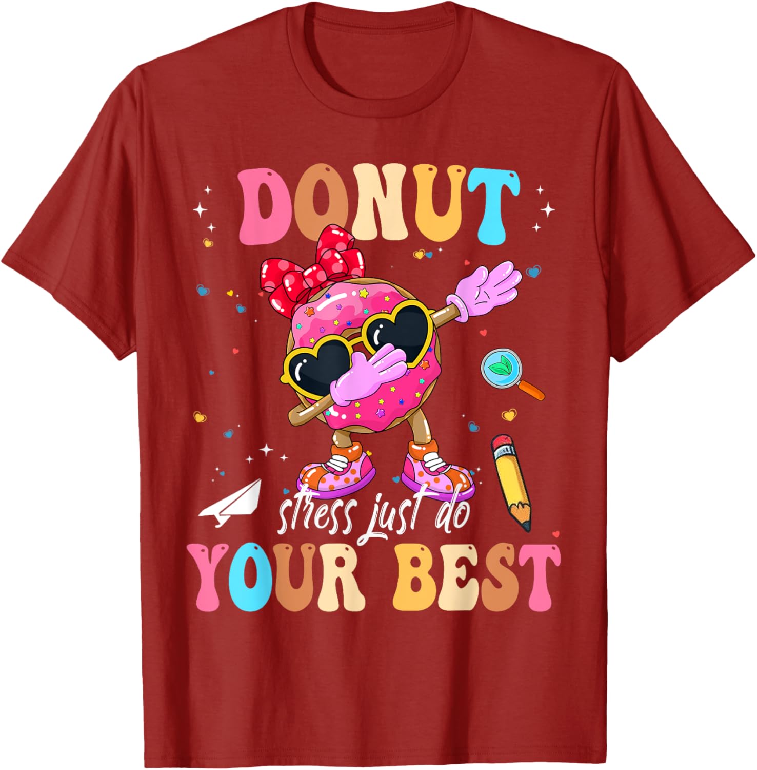 Groovy Donut Stress Just Do Your Best Testing Day Teachers T-Shirt