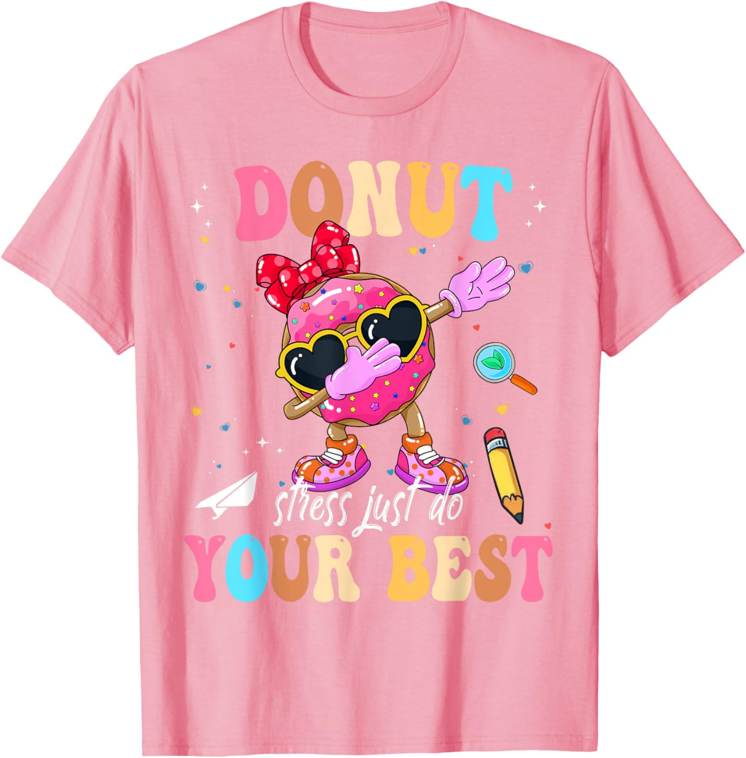 Groovy Donut Stress Just Do Your Best Testing Day Teachers T-Shirt