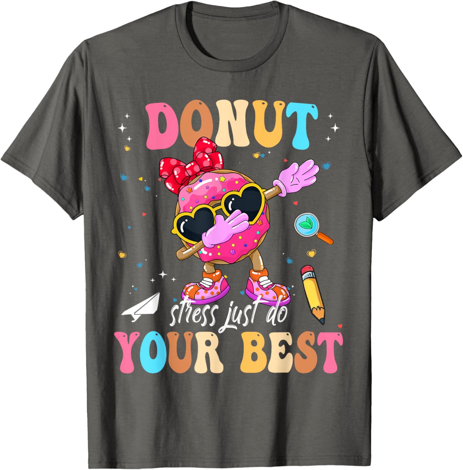 Groovy Donut Stress Just Do Your Best Testing Day Teachers T-Shirt