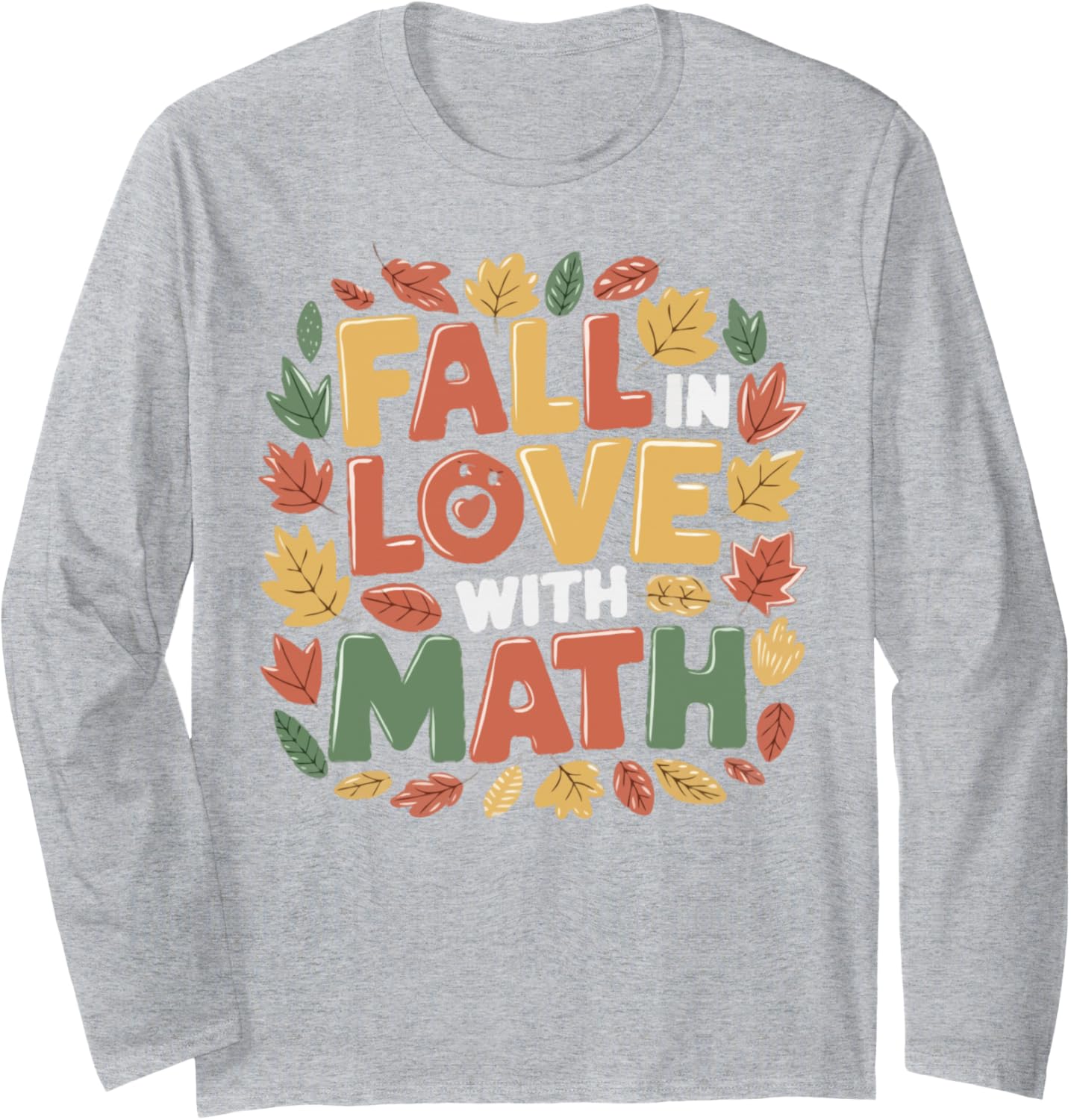 Groovy Fall In Love with Math Thanksgiving Math Teacher Fall Long Sleeve T-Shirt