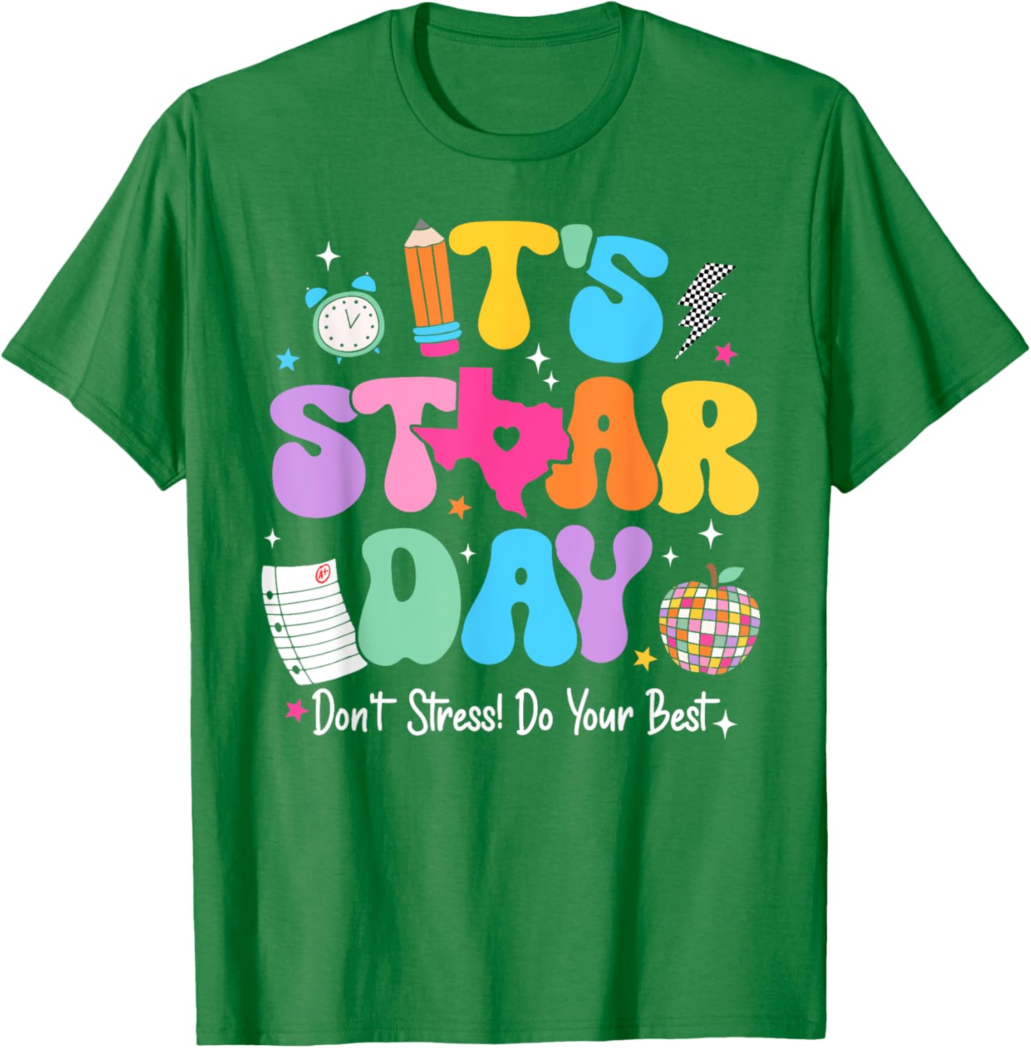 Groovy It's Staar Day Don't Stress Do Your Best Test Day Kid T-Shirt