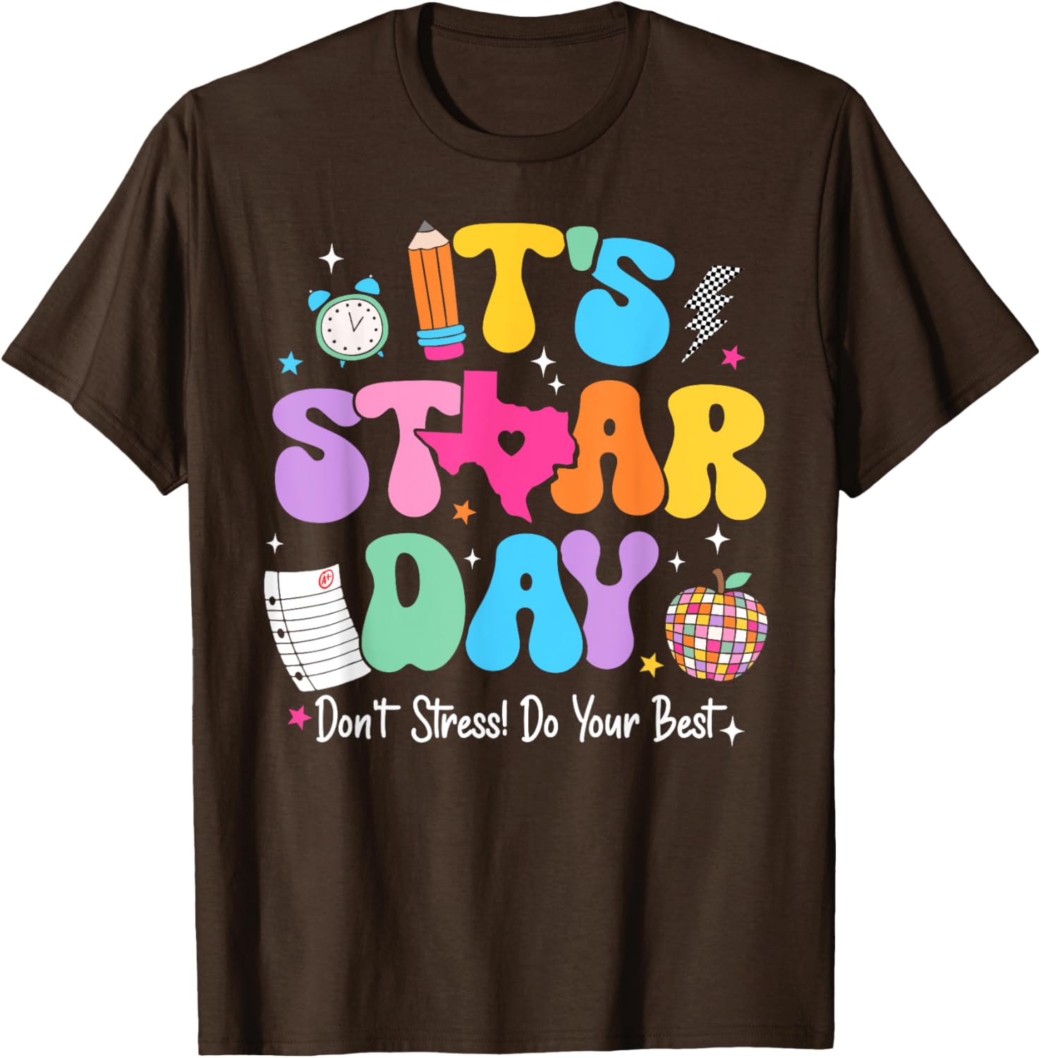 Groovy It's Staar Day Don't Stress Do Your Best Test Day Kid T-Shirt