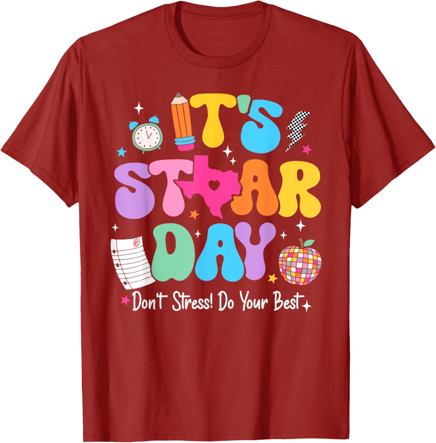 Groovy It's Staar Day Don't Stress Do Your Best Test Day Kid T-Shirt
