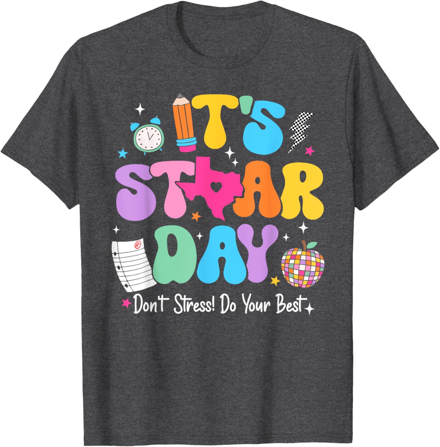 Groovy It's Staar Day Don't Stress Do Your Best Test Day Kid T-Shirt