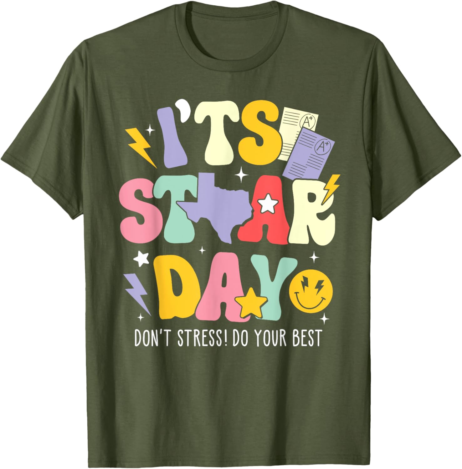 Groovy It's Staar Day Don't Stress Do Your Best Test Day Kid T-Shirt