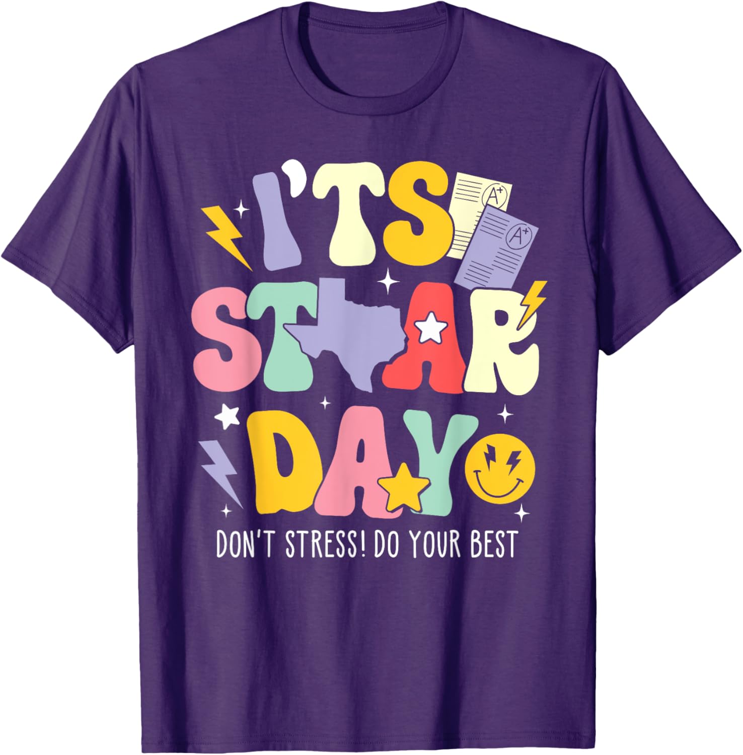Groovy It's Staar Day Don't Stress Do Your Best Test Day Kid T-Shirt