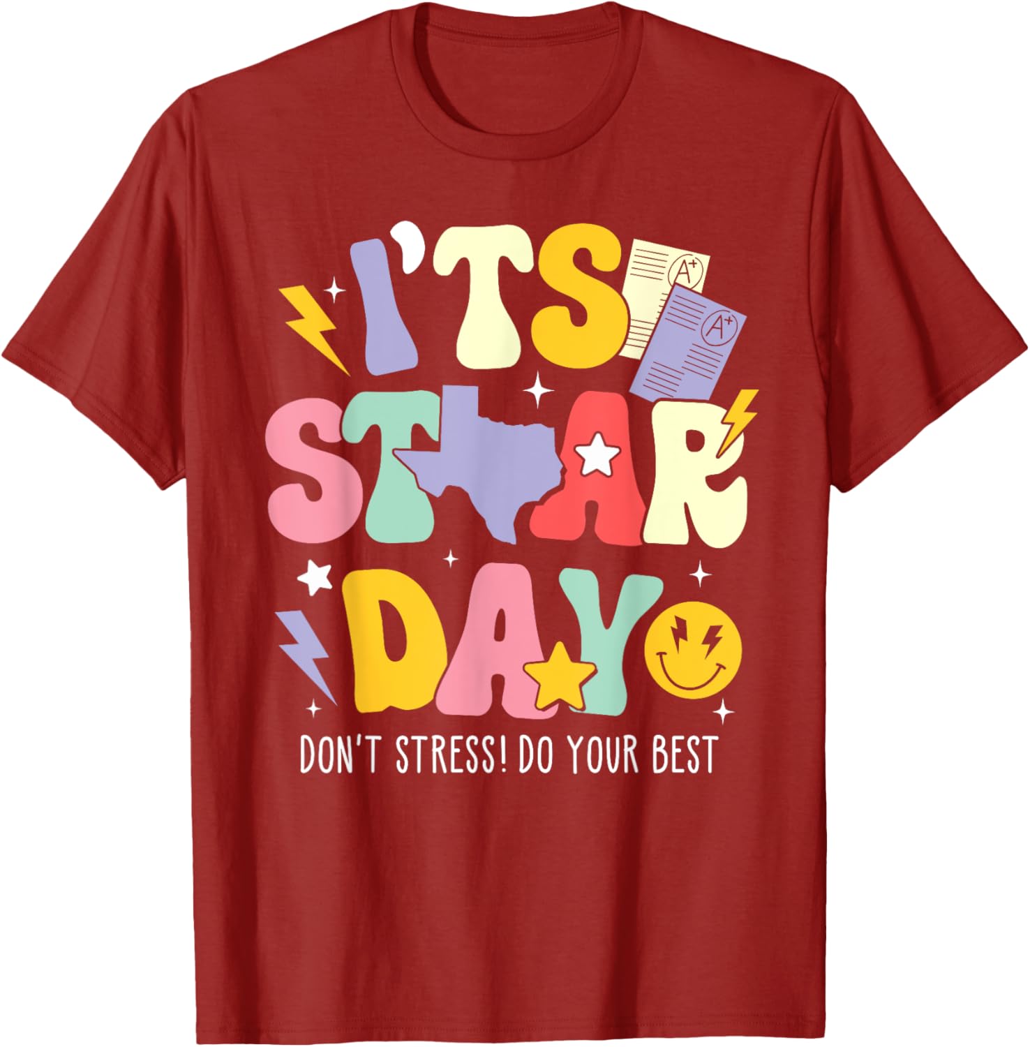 Groovy It's Staar Day Don't Stress Do Your Best Test Day Kid T-Shirt