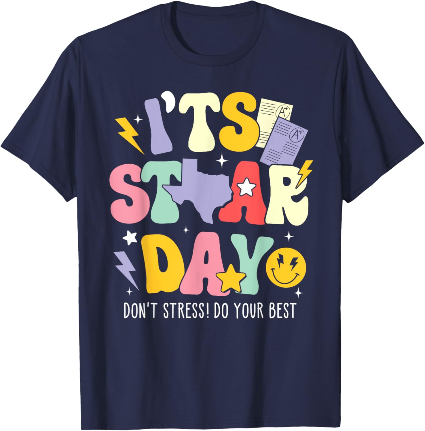 Groovy It's Staar Day Don't Stress Do Your Best Test Day Kid T-Shirt