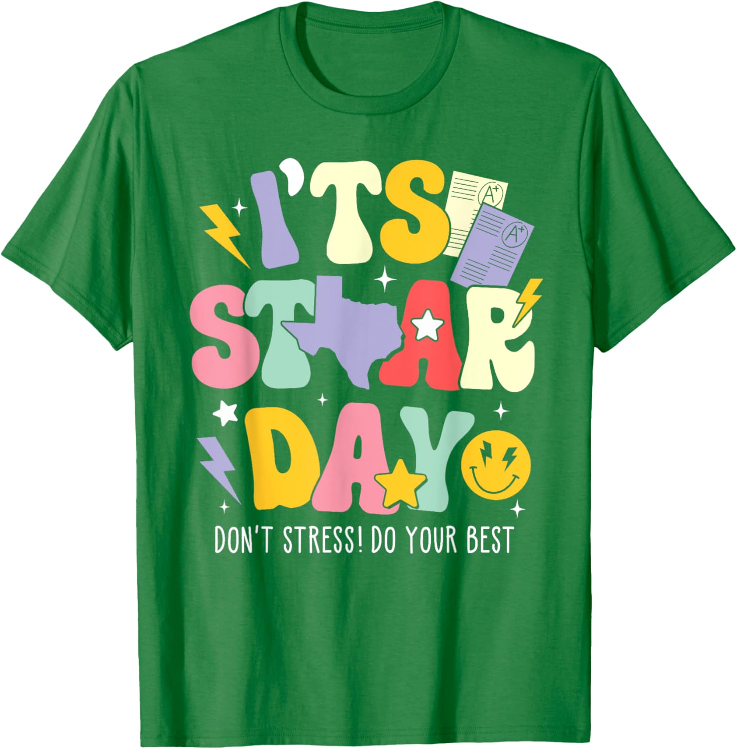 Groovy It's Staar Day Don't Stress Do Your Best Test Day Kid T-Shirt