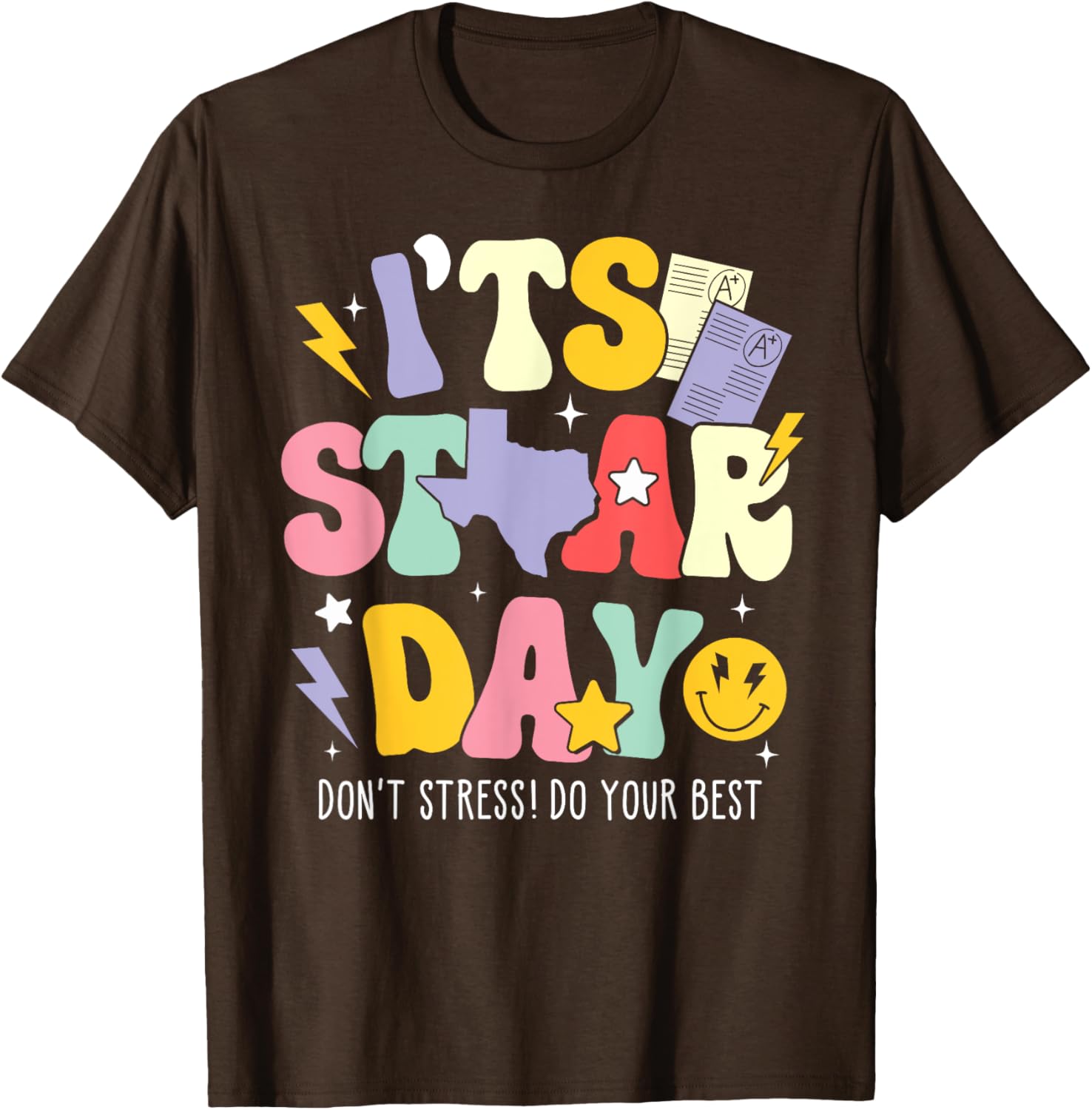 Groovy It's Staar Day Don't Stress Do Your Best Test Day Kid T-Shirt