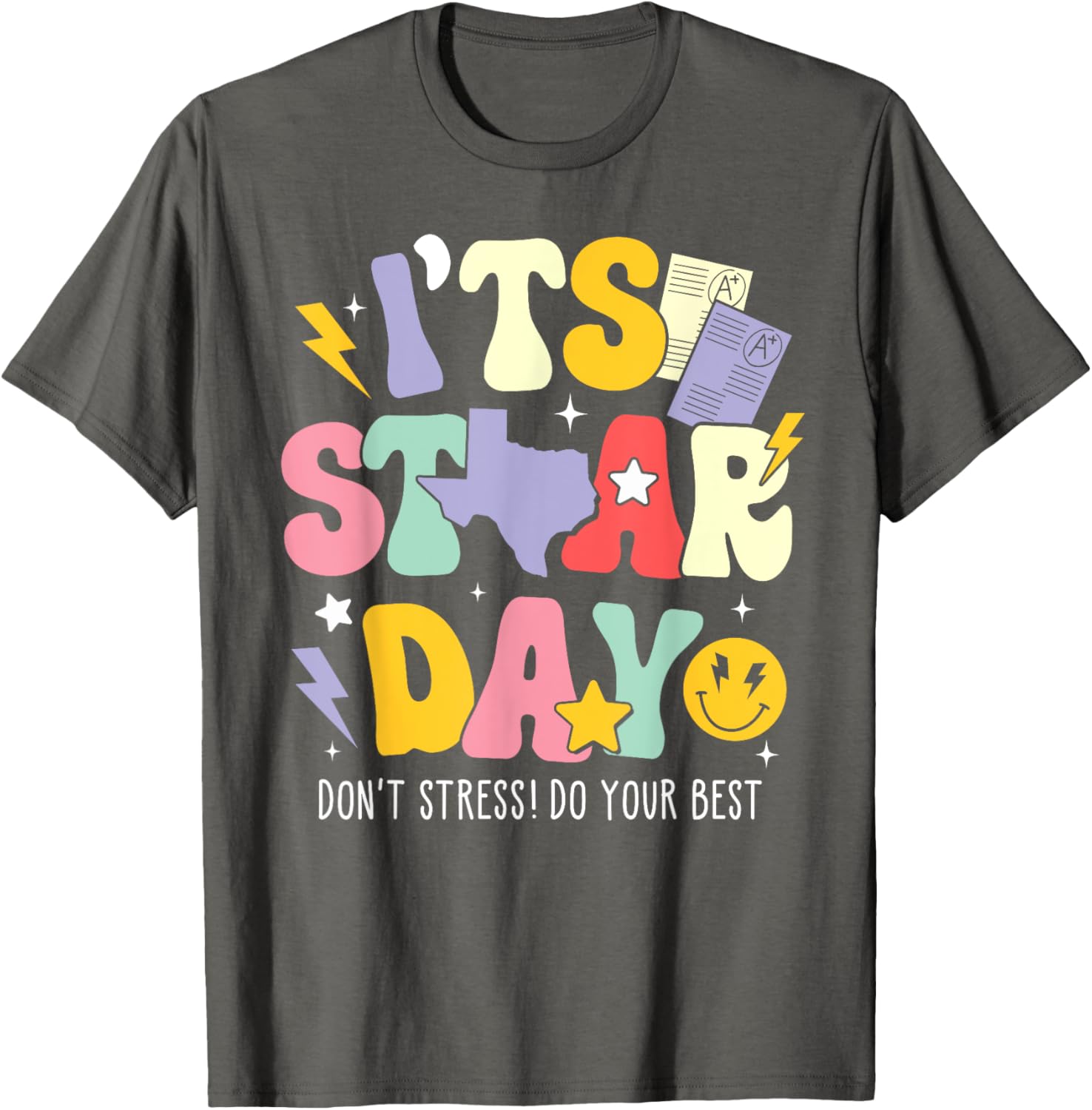 Groovy It's Staar Day Don't Stress Do Your Best Test Day Kid T-Shirt