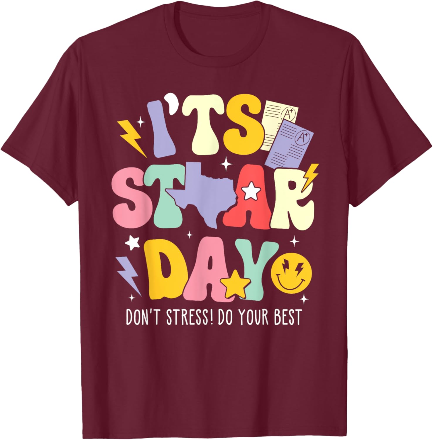 Groovy It's Staar Day Don't Stress Do Your Best Test Day Kid T-Shirt