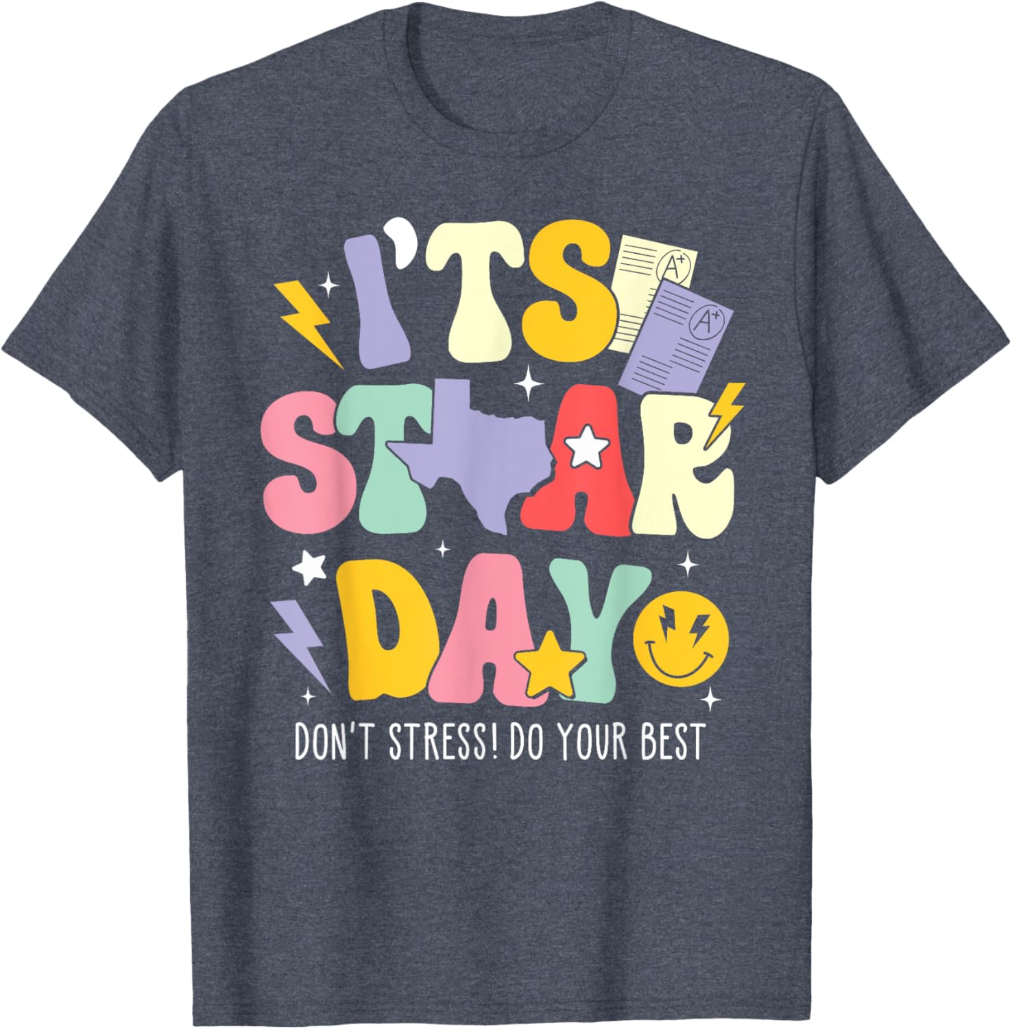 Groovy It's Staar Day Don't Stress Do Your Best Test Day Kid T-Shirt