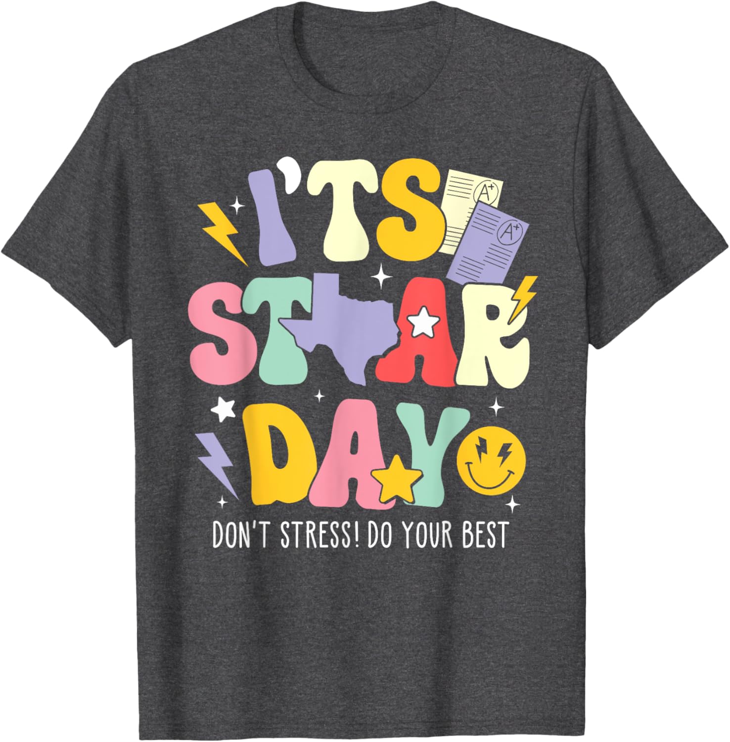 Groovy It's Staar Day Don't Stress Do Your Best Test Day Kid T-Shirt