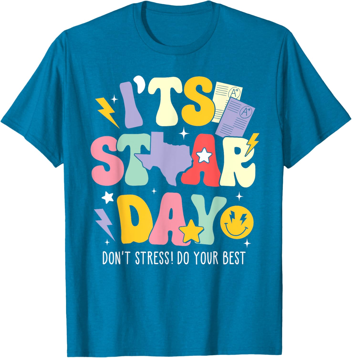 Groovy It's Staar Day Don't Stress Do Your Best Test Day Kid T-Shirt